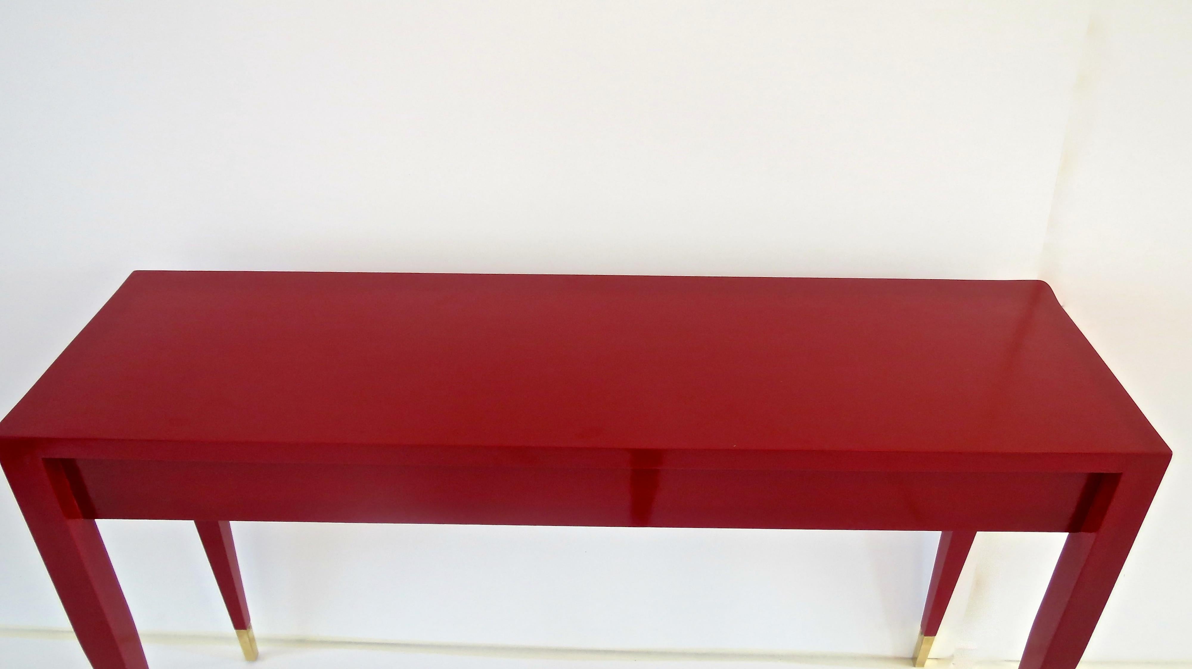 Gio Ponti Pair of Red Laquared Console from Hotel PdP, Roma, 1964 In Good Condition In Rome, IT