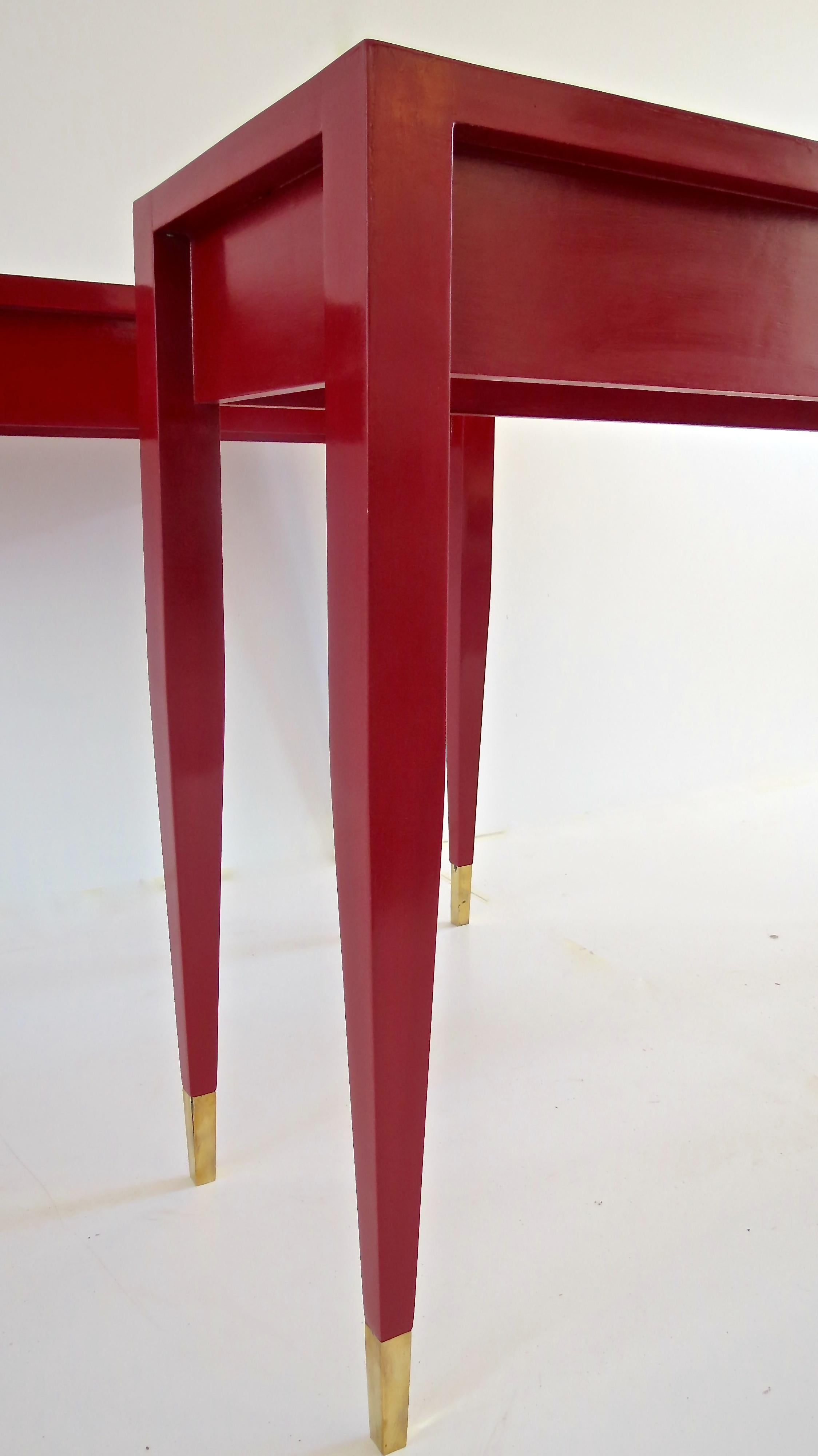 Gio Ponti Pair of Red Laquared Console from Hotel PdP, Roma, 1964 1