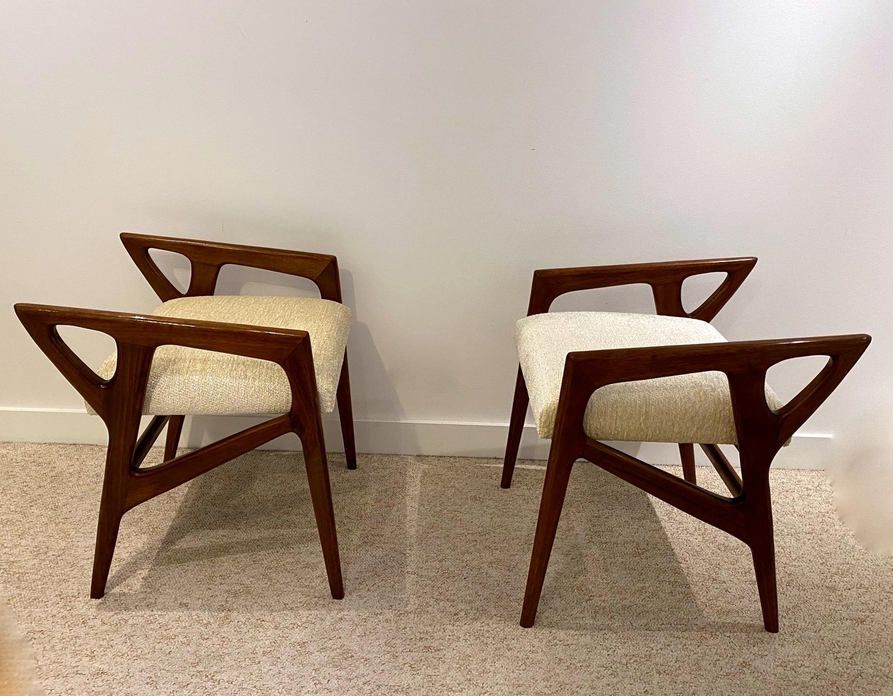 Italian Gio Ponti, Pair of Sculptural Stools, 1950s