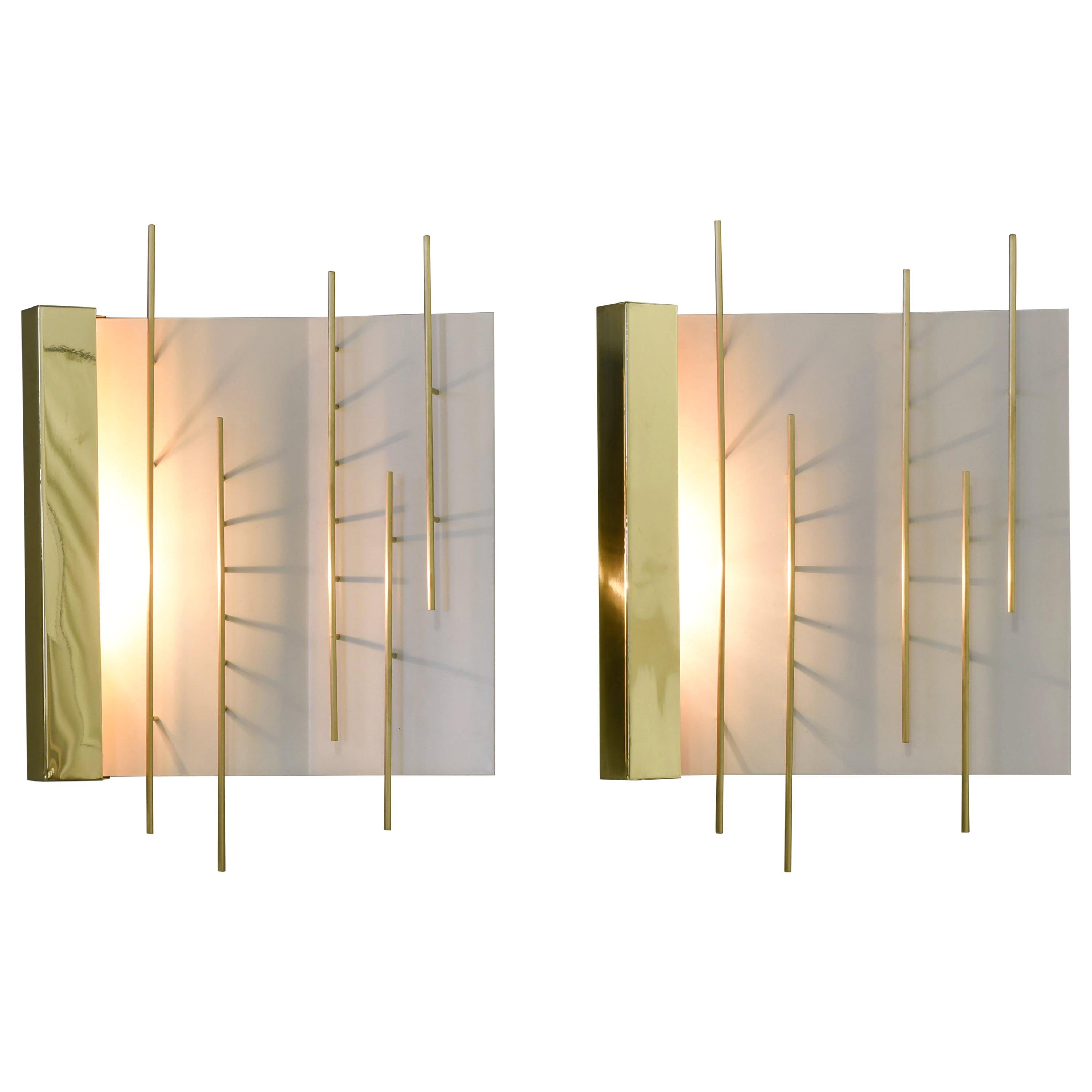 Gio Ponti Pair of Sculptural Wall Sconces,  Model 576 for Lumi Milano For Sale