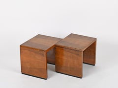 Gio Ponti Pair of Side Tables or Nightstands in Walnut Burl, Italy, 1930s
