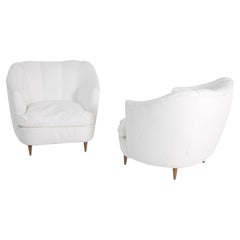 Gio Ponti Pair of White Armchairs for Casa E Giardino