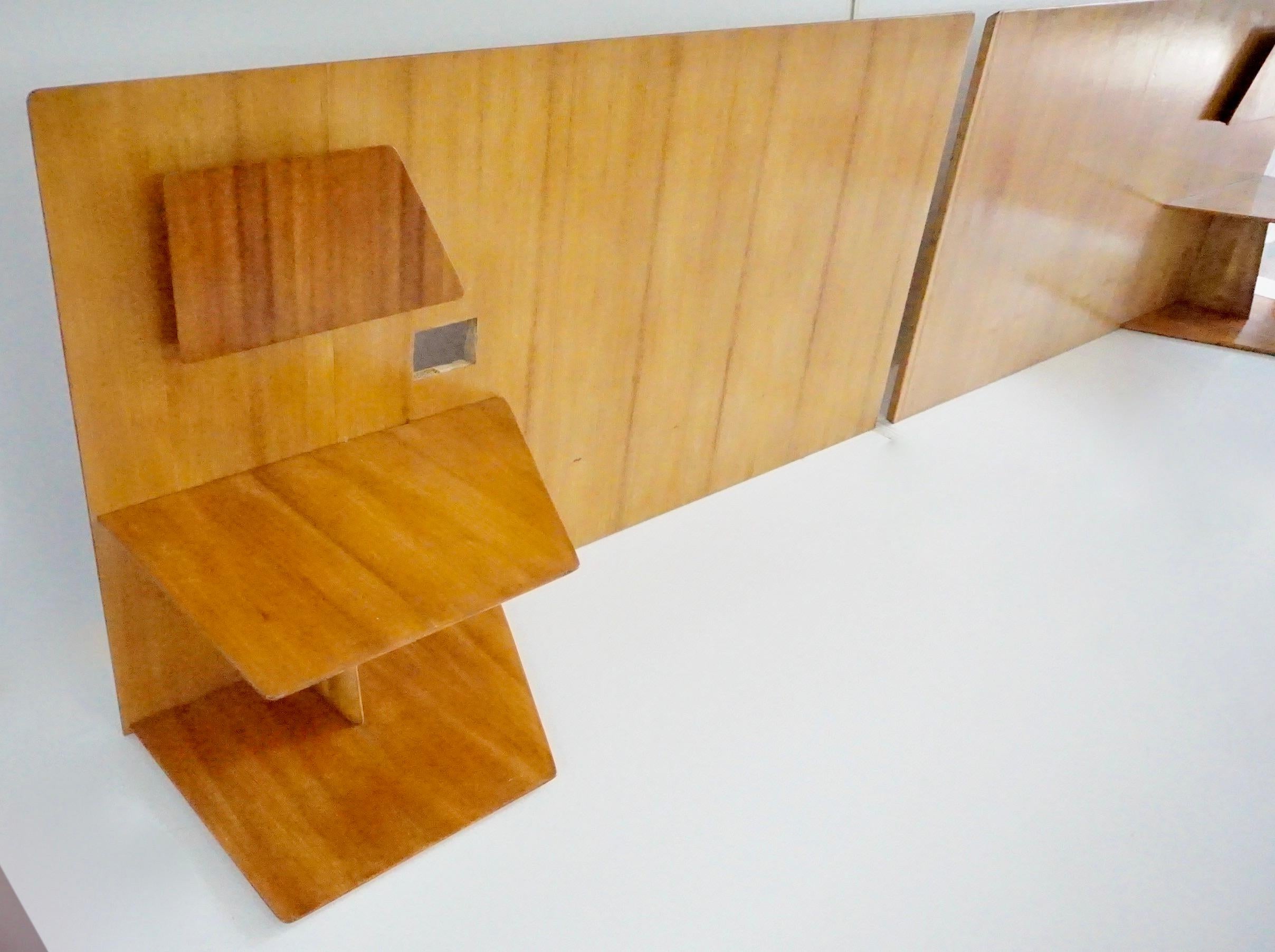 Gio Ponti coppia di rare testiere in legno di olmo con comodini, Hotel Royal, 1955 in vendita 6