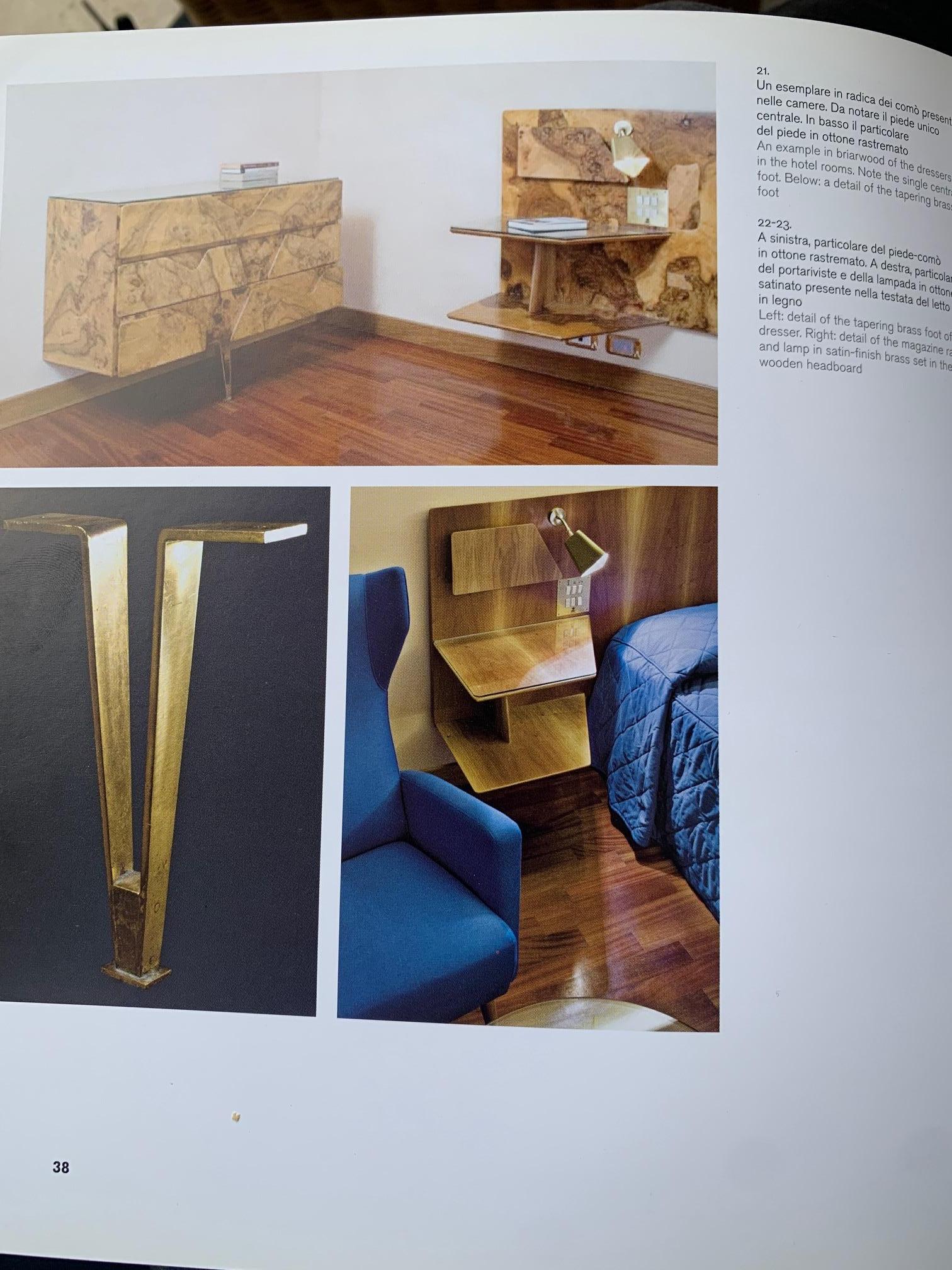 Gio Ponti coppia di rare testiere in legno di olmo con comodini, Hotel Royal, 1955 in vendita 13