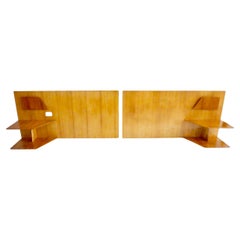 Gio Ponti coppia di rare testiere in legno di olmo con comodini, Hotel Royal, 1955
