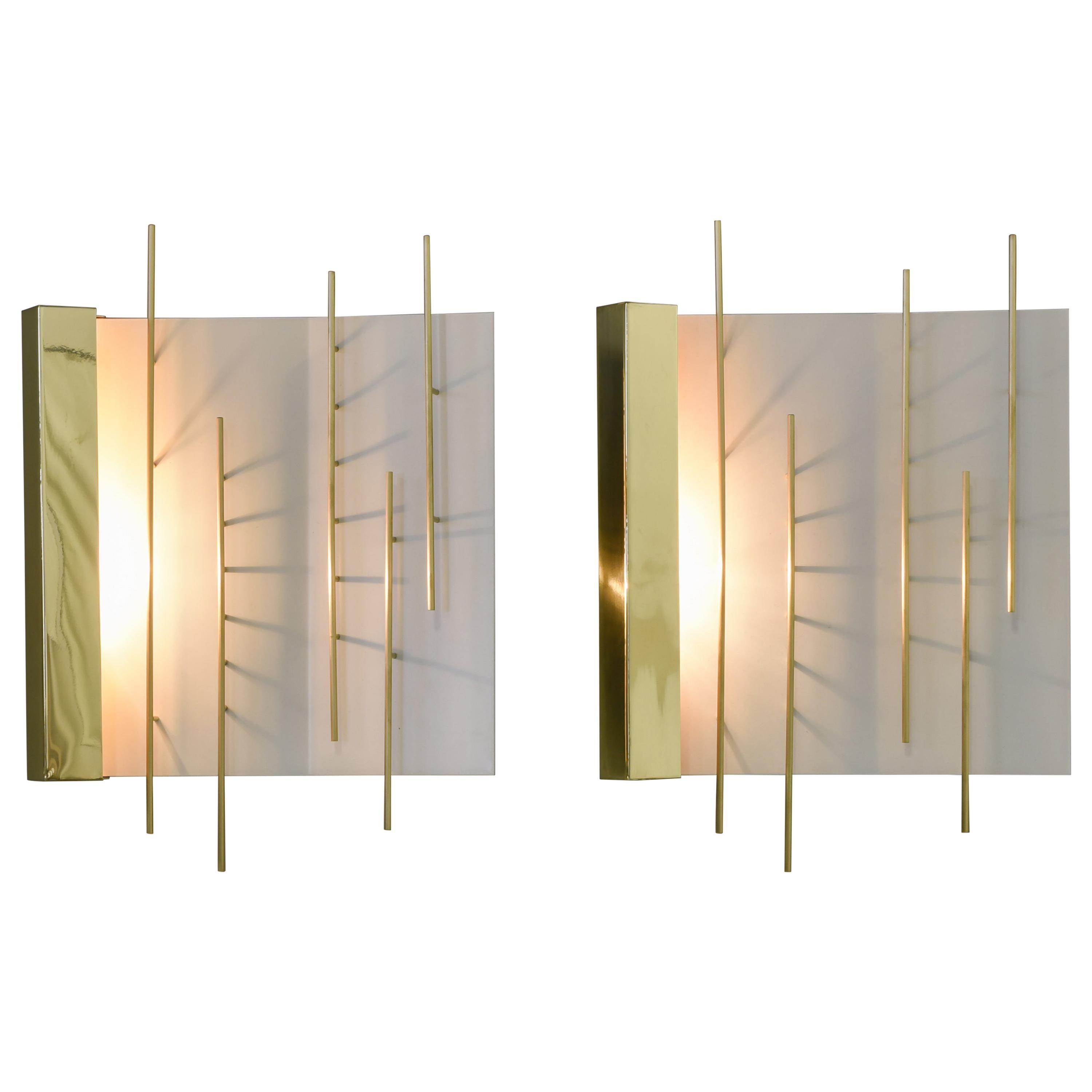 Gio Ponti Pair of Sculptural Wall Sconces Model 576 for Lumi Milano For Sale