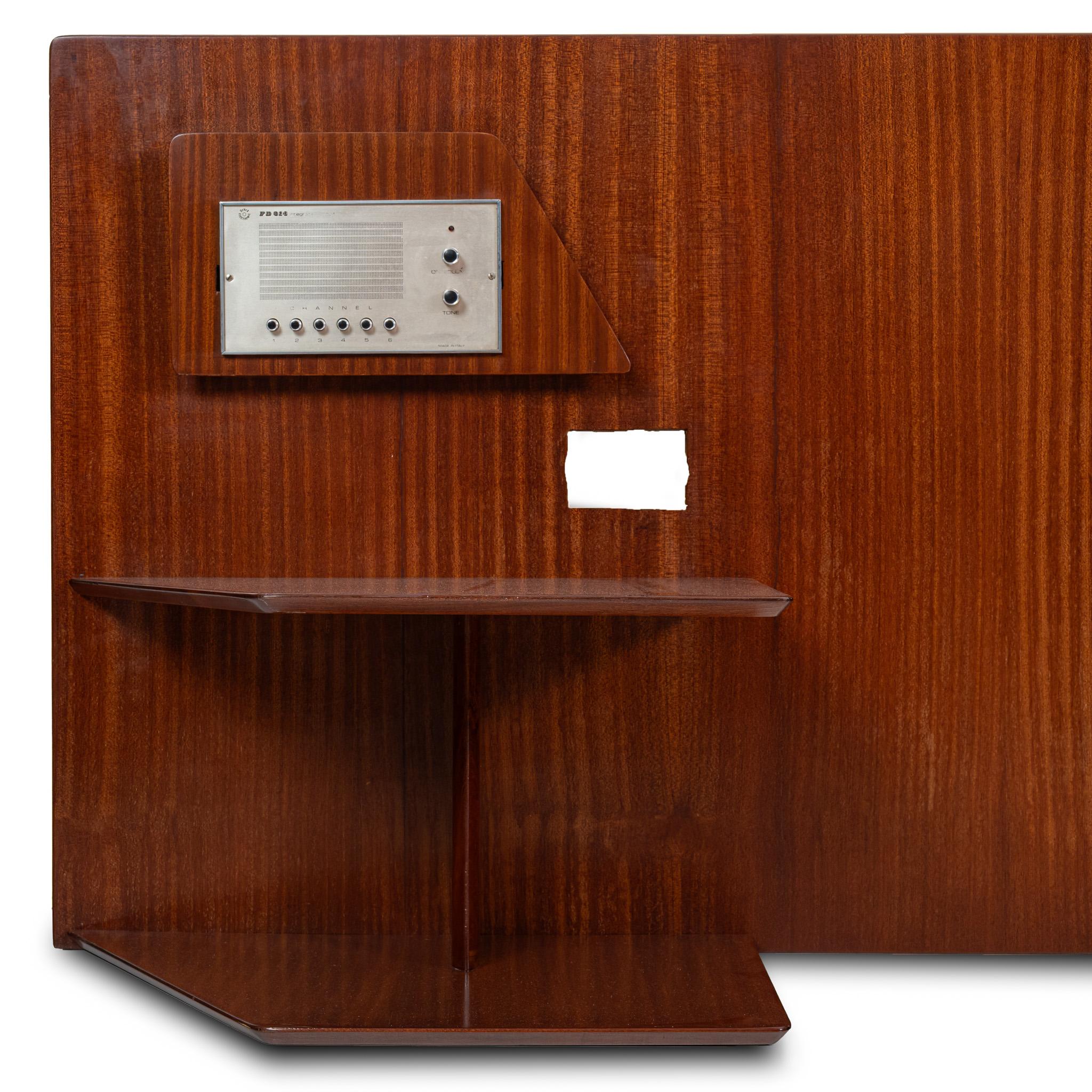 Mid-20th Century Gio Ponti, pair  Walnut Headboards with fitted bedside tables, Hotel Royal, 1955 For Sale