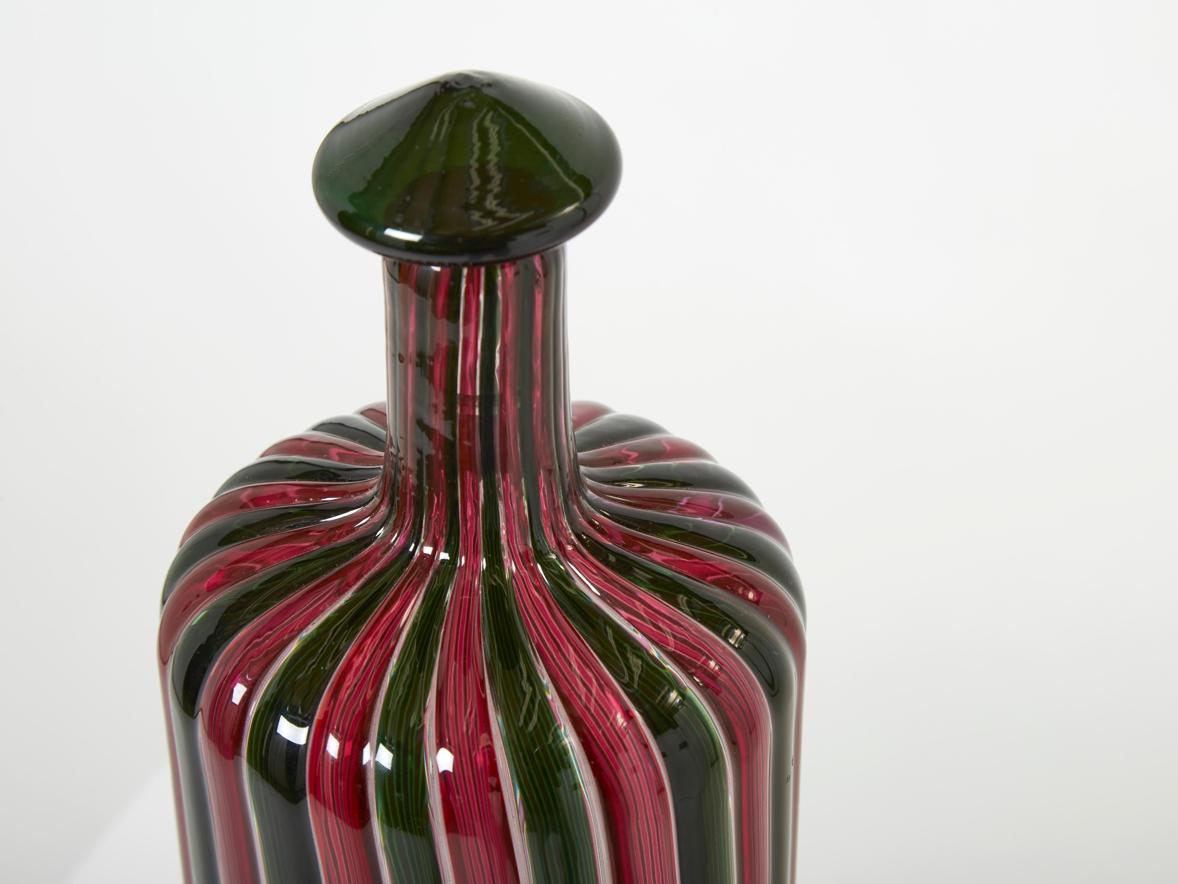 Mid-Century Modern Gio Ponti Paolo Venini Murano Glass Bottle Morandiana Series 1982 For Sale