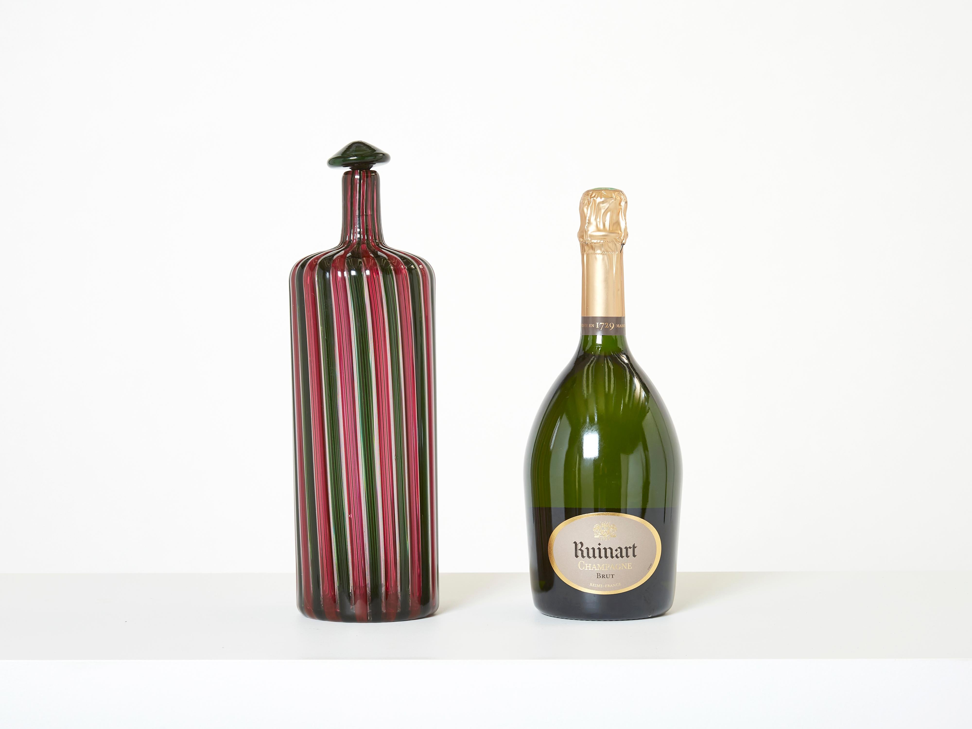 Gio Ponti Paolo Venini Murano Glass Bottle Morandiana Series 1982 For Sale 2