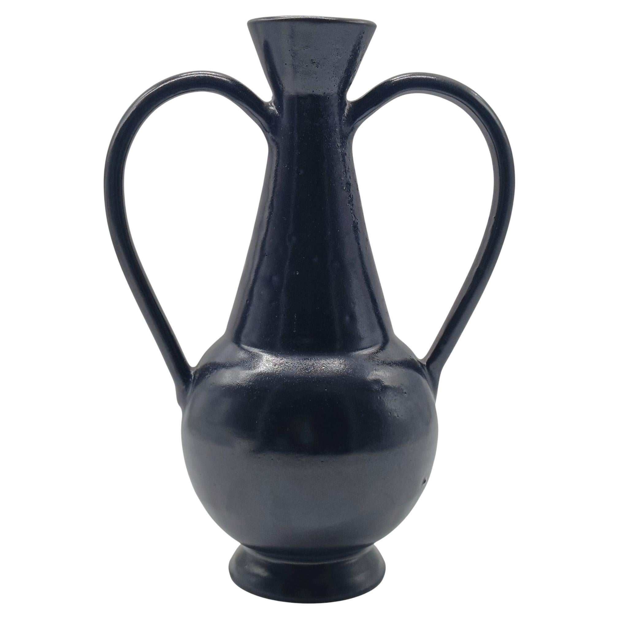 Gio Ponti per Costantino Vaso in Ceramica Nera Bucchero, Italia 1997 in vendita