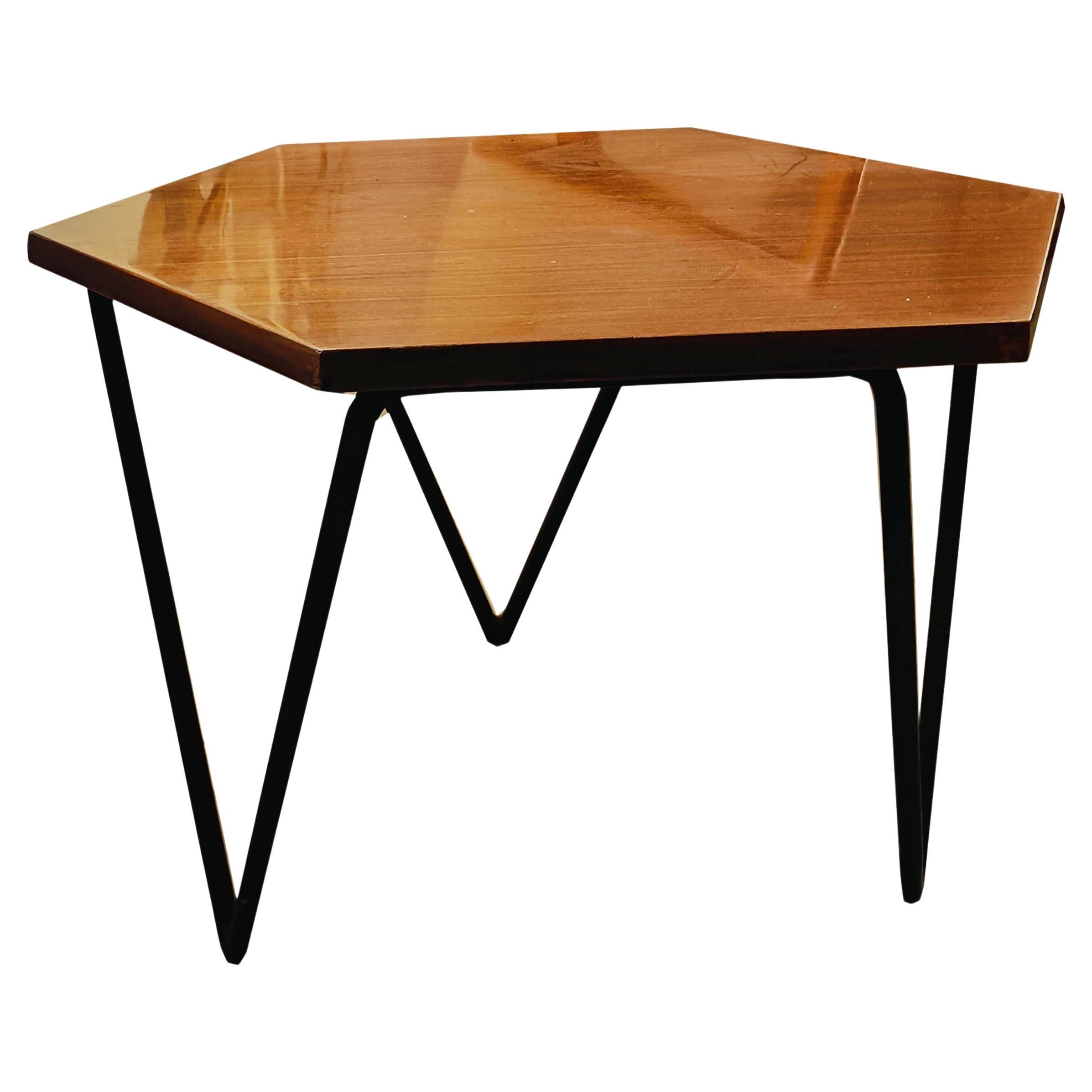 Gio Ponti para Isa Bergamo Mesa de centro hexagonal, Italia Años 50