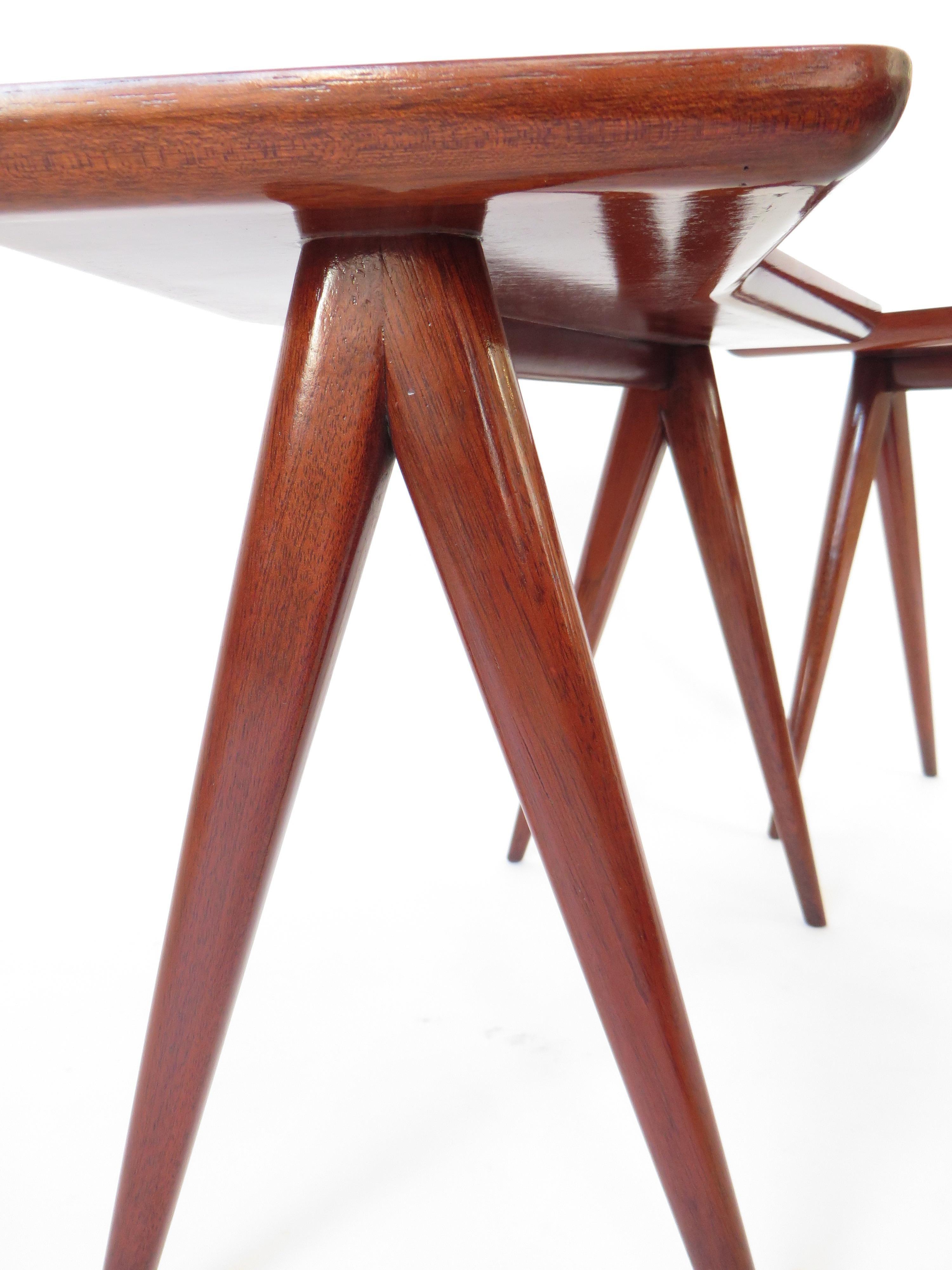 Gio Ponti Pietro Chiesa Side Tables Mirrored Glass Tops Asymmetrical Form For Sale 3