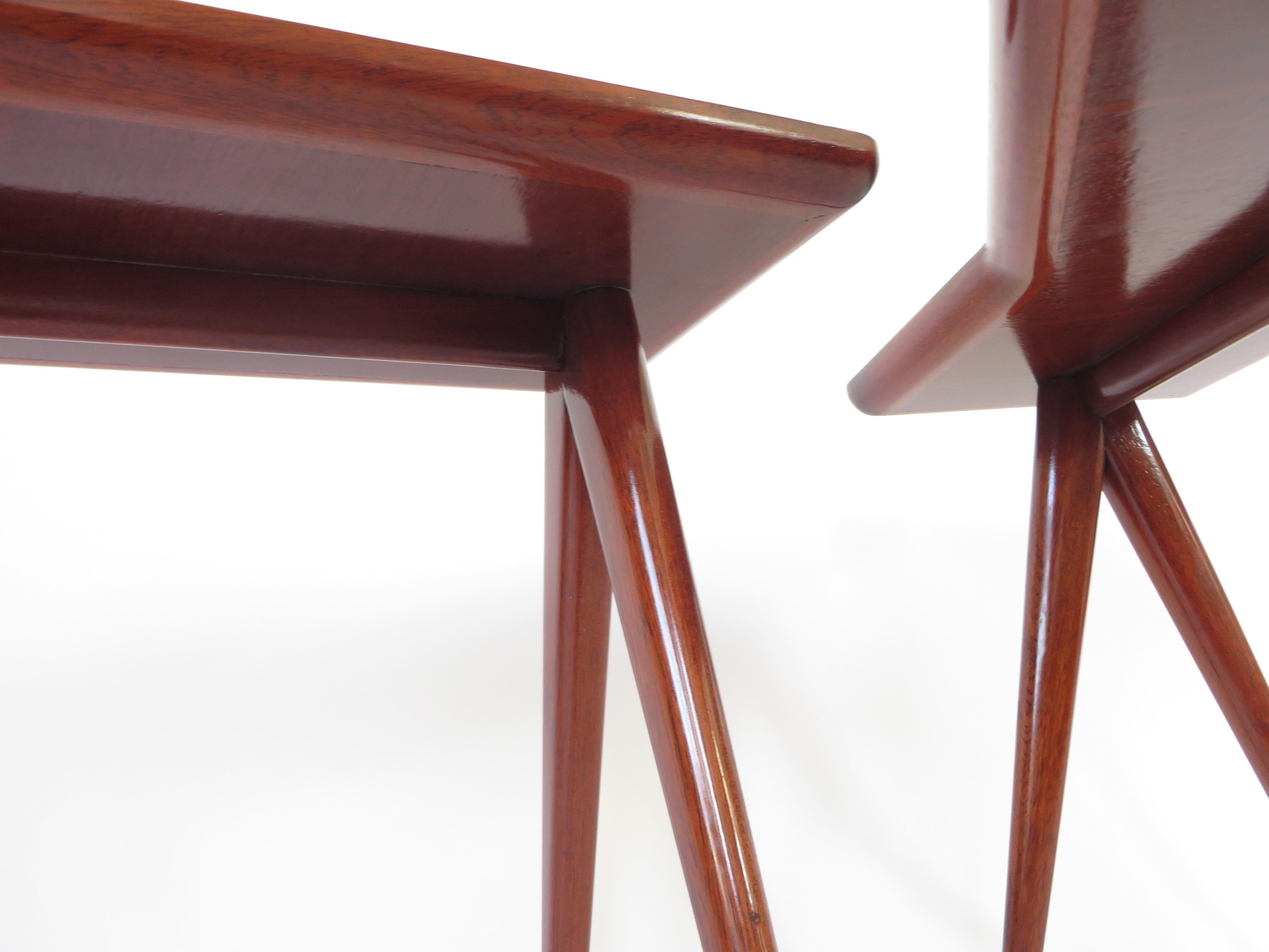 Gio Ponti Pietro Chiesa Side Tables Mirrored Glass Tops Asymmetrical Form For Sale 4