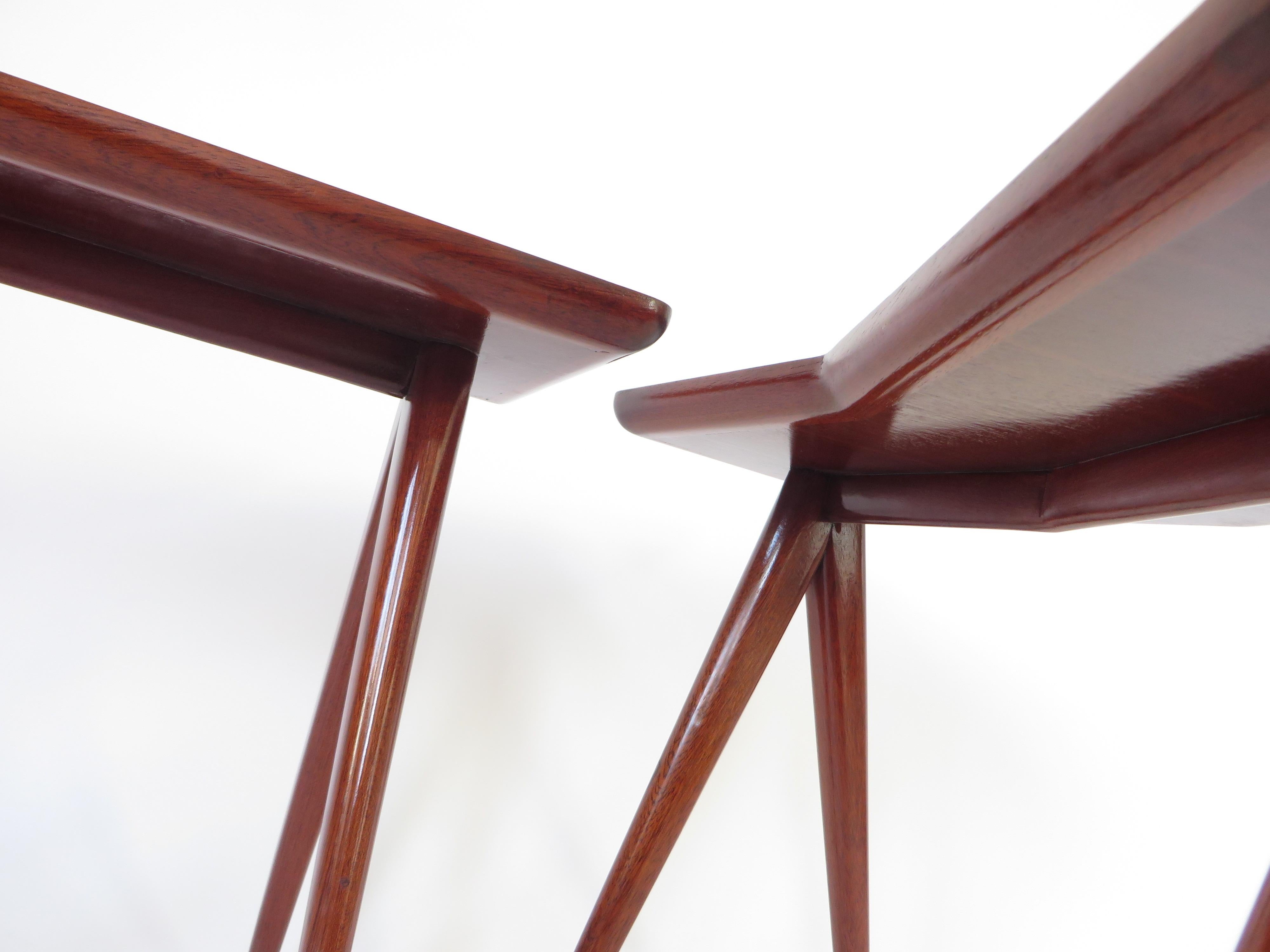 Gio Ponti Pietro Chiesa Side Tables Mirrored Glass Tops Asymmetrical Form For Sale 1