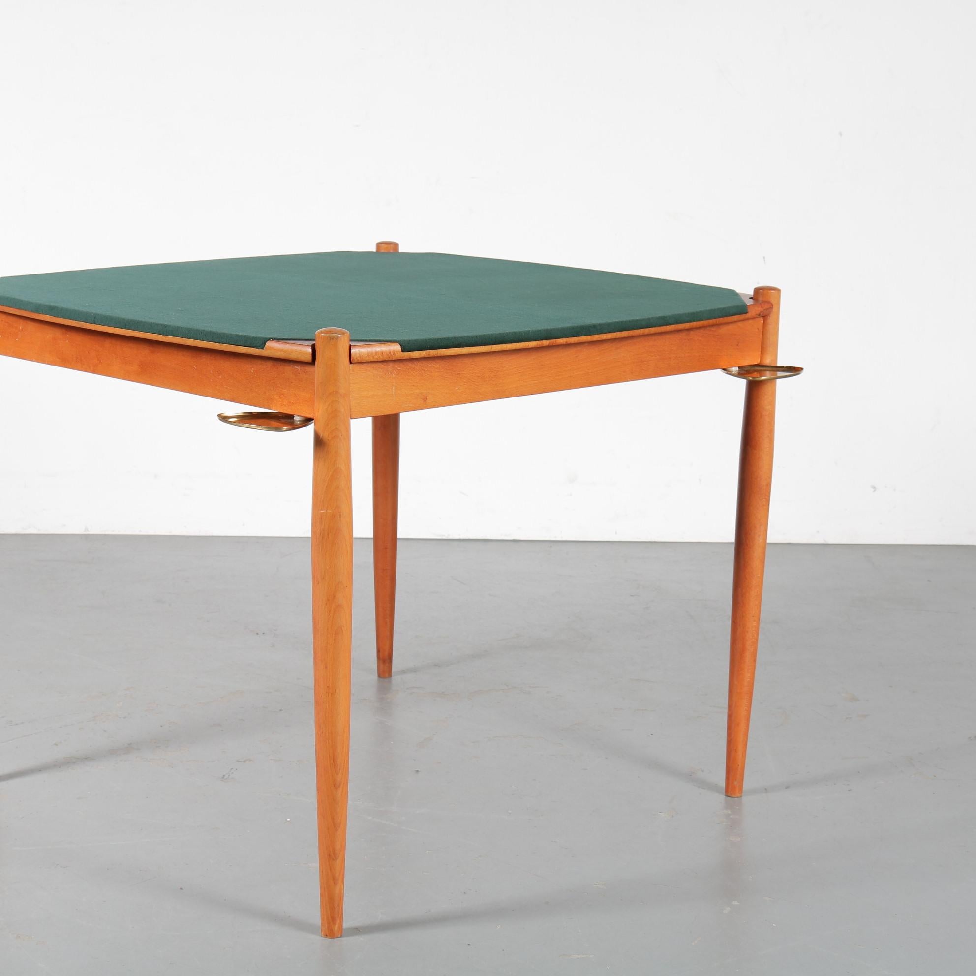 Brass Gio Ponti Poker Table by Fratelli Reguitti, Italy 1960