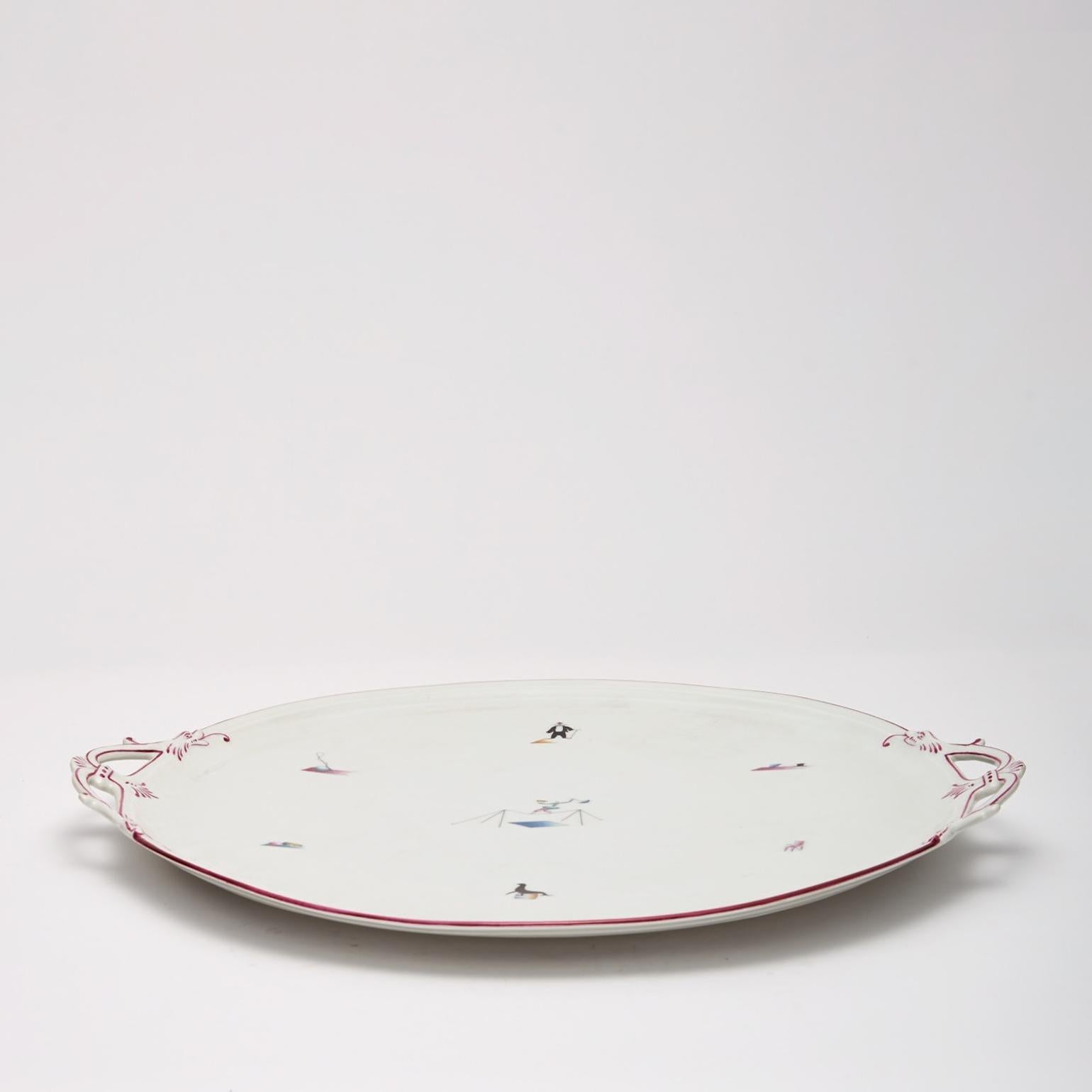 Gio Ponti porcelain 'Il Circo' Platter for Richard Ginori, Italy, 1934 In Excellent Condition In London, GB