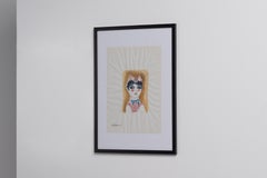 Gio Ponti portrait drawing of a girl Italy 1950s