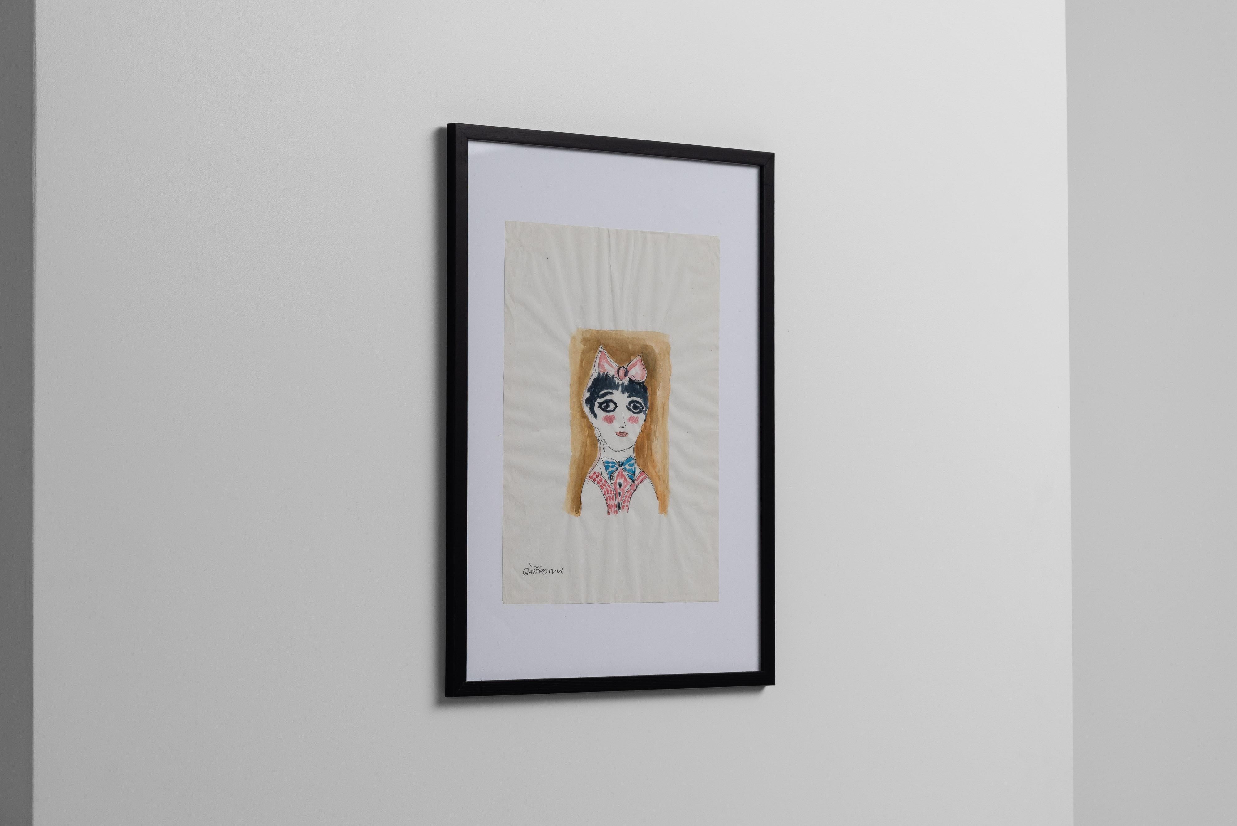 Gio Ponti portrait d'une jeune fille Italie années 1950 Bon état - En vente à Roosendaal, Noord Brabant