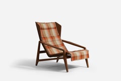 Gio Ponti, Rare "811" Lounge Chair, Fabric, Walnut, Rubber, Cassina, c. 1956