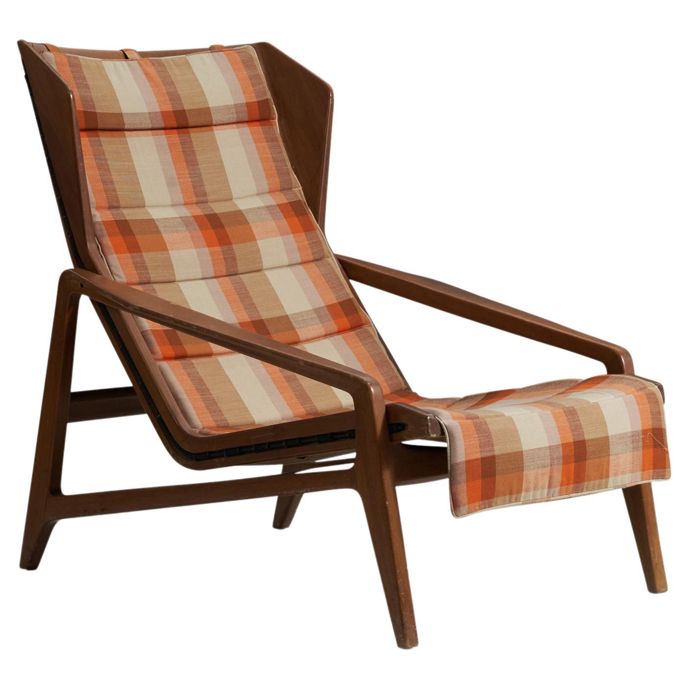 Gio Ponti, Rare "811" Lounge Chair, Fabric, Walnut, Rubber, Cassina, c. 1956