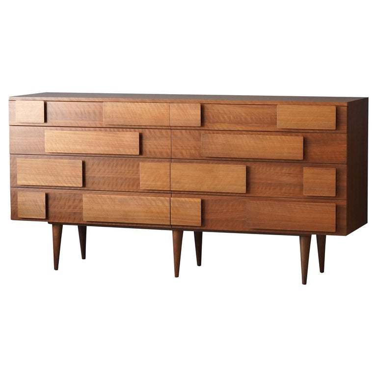 Gio Ponti, Rare Double Dresser, Walnut, for Singer and Sons, America, 1950s  at 1stDibs | gio ponti dresser, gio ponti kommode, singer dresser