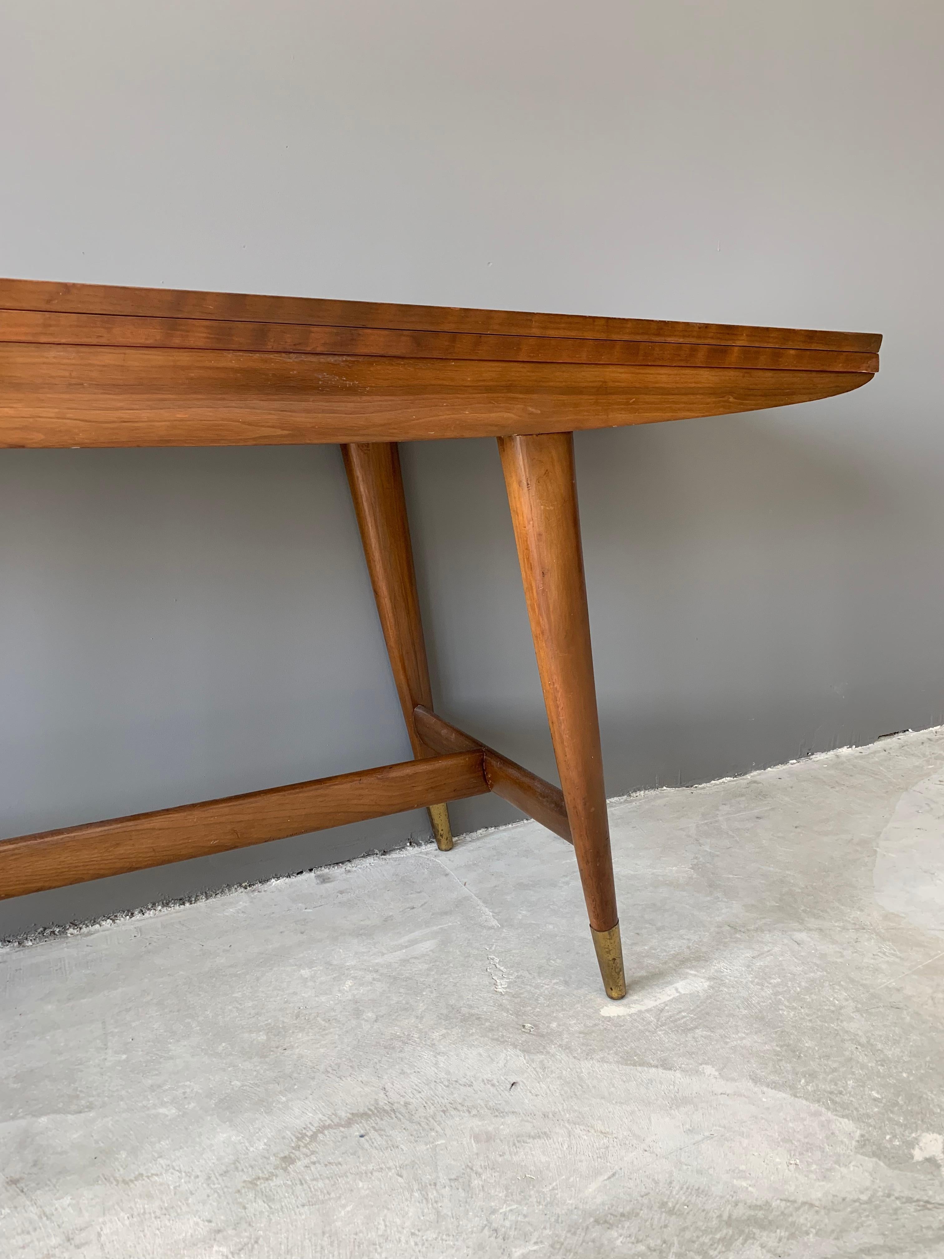 Gio Ponti, Rare Flip-Top Console, Walnut, Brass, Singer & Sons, America, 1950s 5