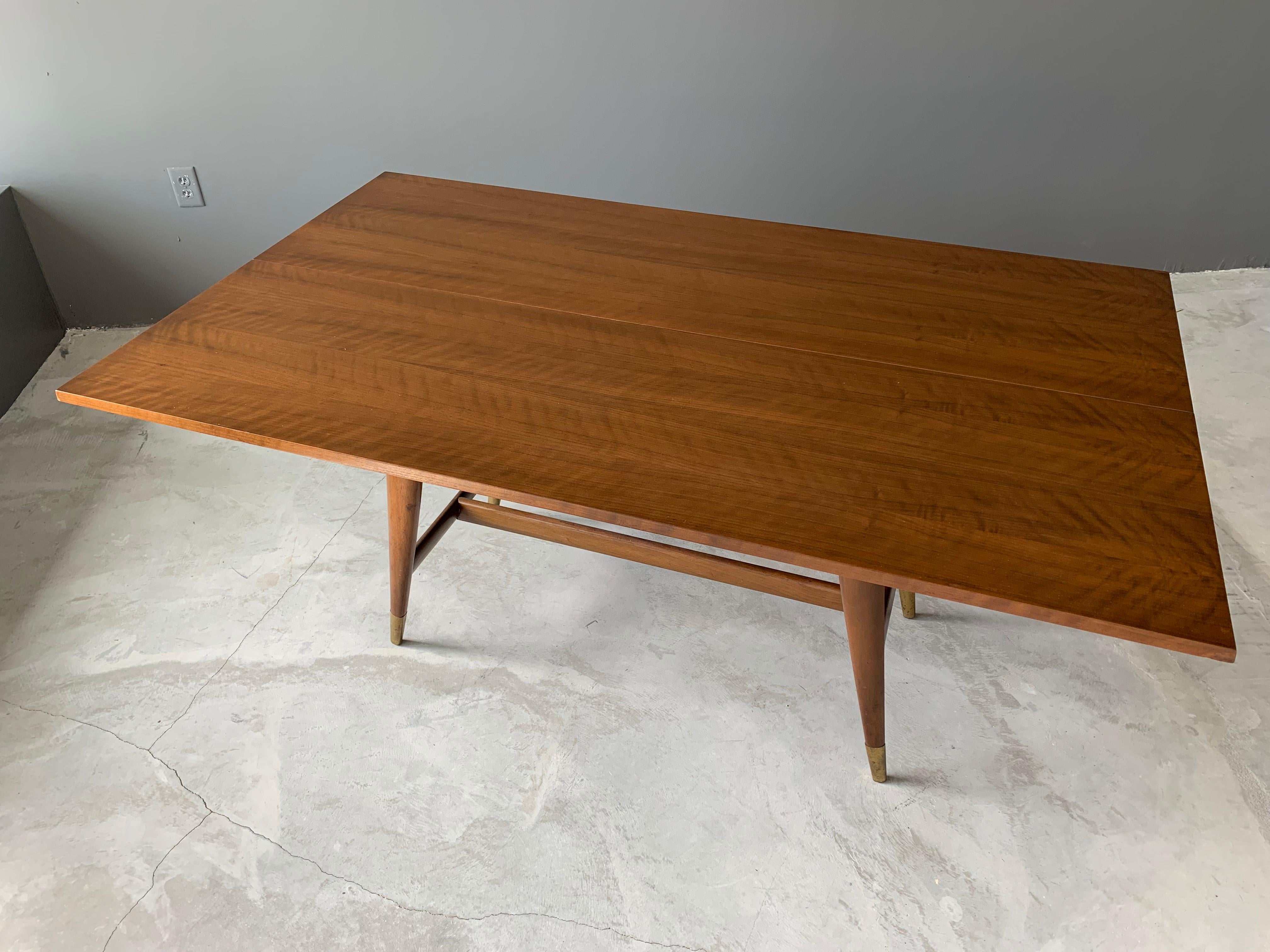 Gio Ponti, Rare Flip-Top Console, Walnut, Brass, Singer & Sons, America, 1950s 6