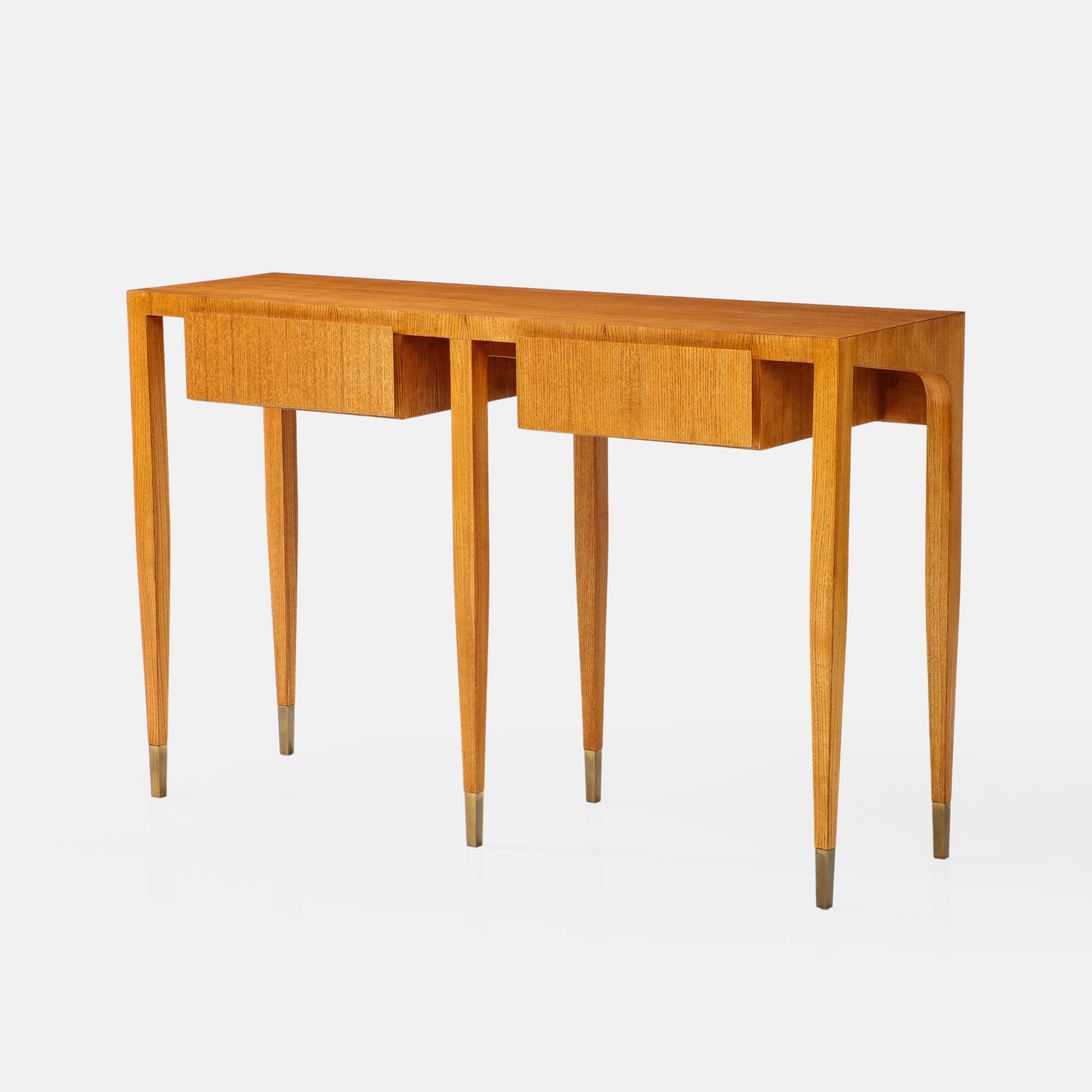 Gio Ponti for Giordano Chiesa Rare Pair of Ash Wood Consoles, Italy, 1950s For Sale 8