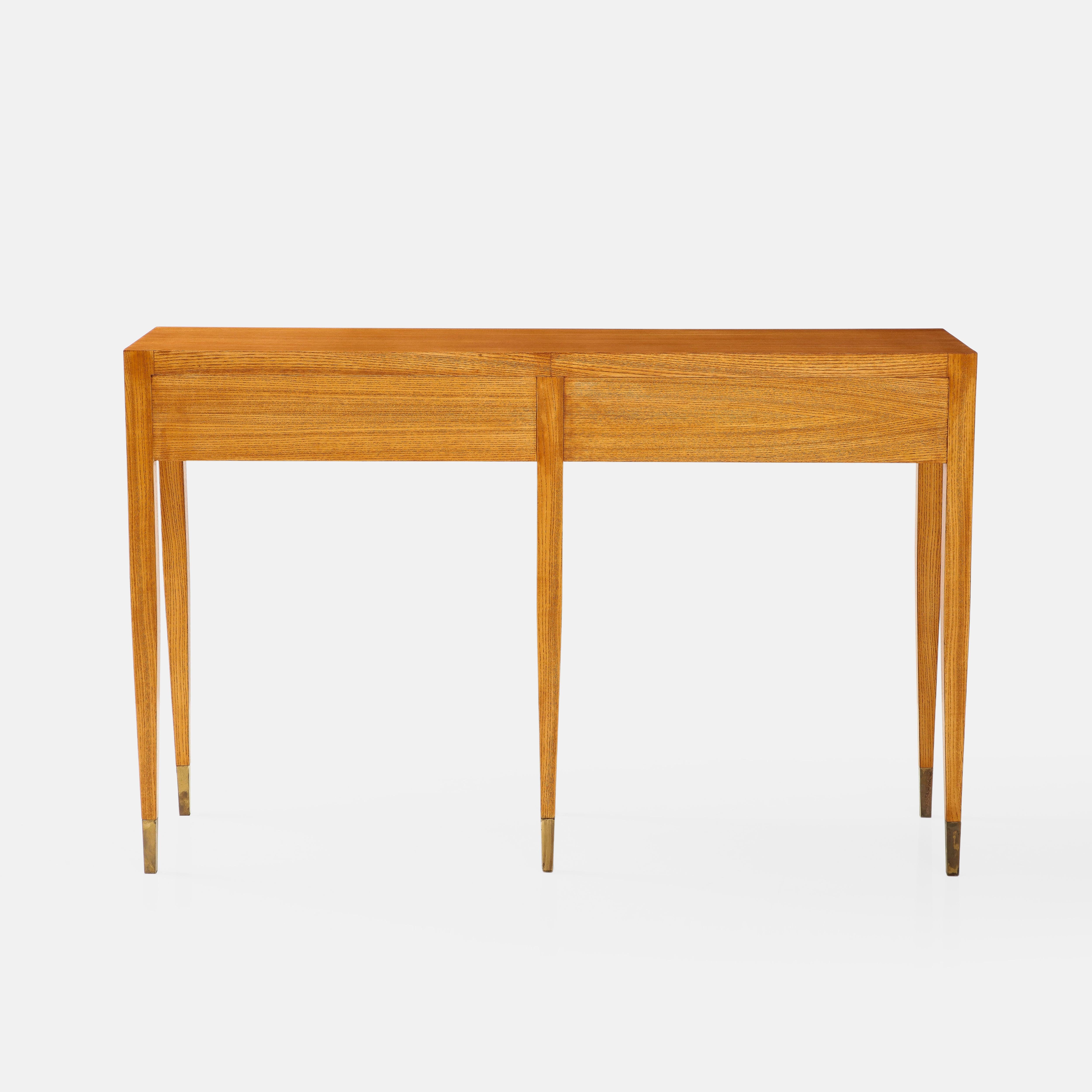 Mid-20th Century Gio Ponti for Giordano Chiesa Rare Pair of Ash Wood Consoles, Italy, 1950s For Sale