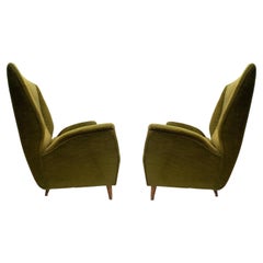 Gio Ponti, rare pair of Wingback Armchairs for ISA, Italy, 1950s (customizable)