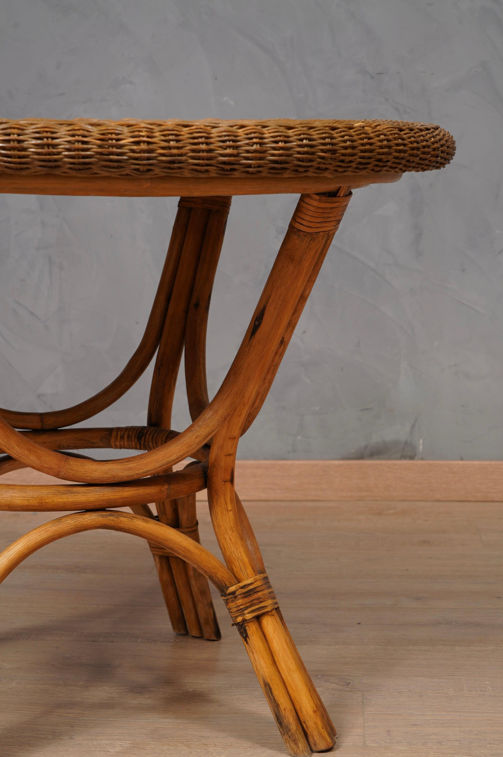 Gio Ponti Rattan and Wicker Side Table, 1960 4
