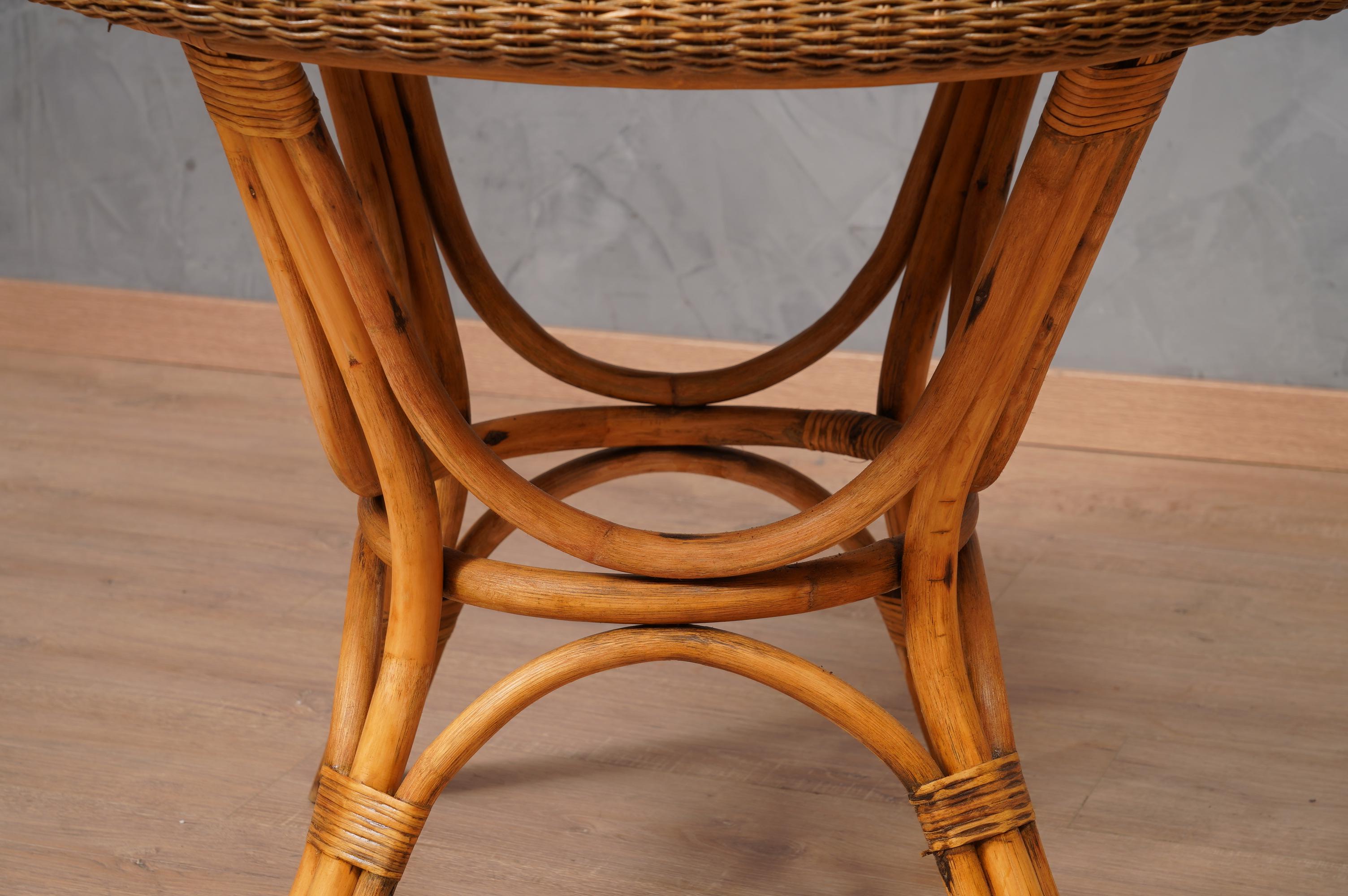 Gio Ponti Rattan and Wicker Side Table, 1960 In Good Condition In Rome, IT