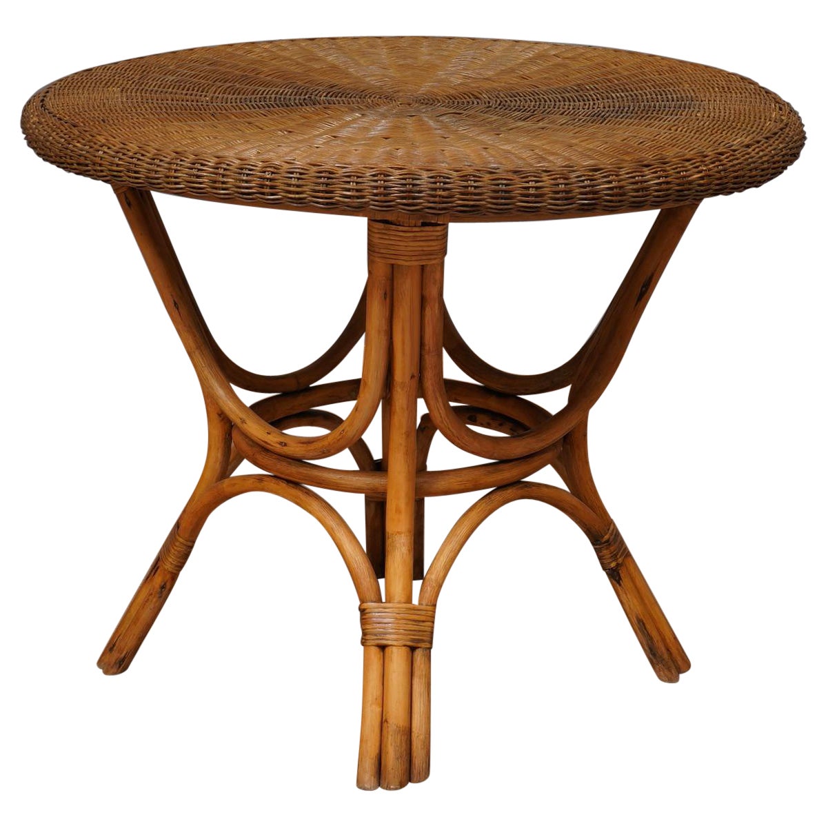 Gio Ponti Rattan and Wicker Side Table, 1960