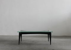 Table basse rectangulaire en bois et verre de Gio Ponti par Fontana Arte, Italie, années 1940