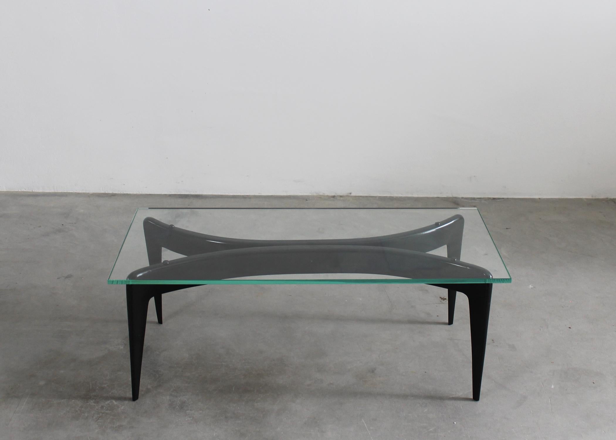 Lacquered Gio Ponti Rectangular Coffee Table in Wood and Glass by Fontana Arte 1940s Italy