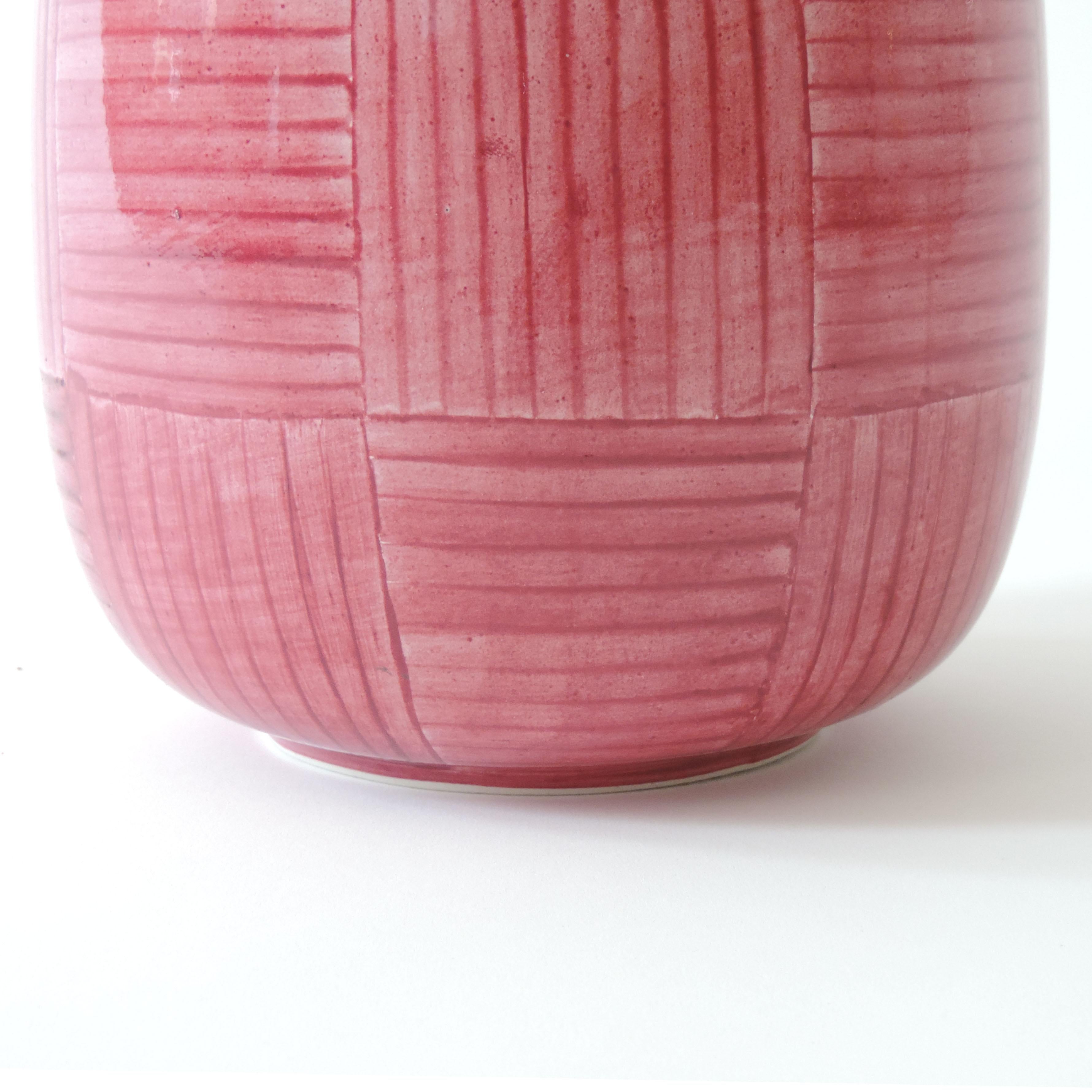 Gio Ponti Red Stripes Ceramic Vase for Richard Ginori, Italy, 1930s In Good Condition In Milan, IT