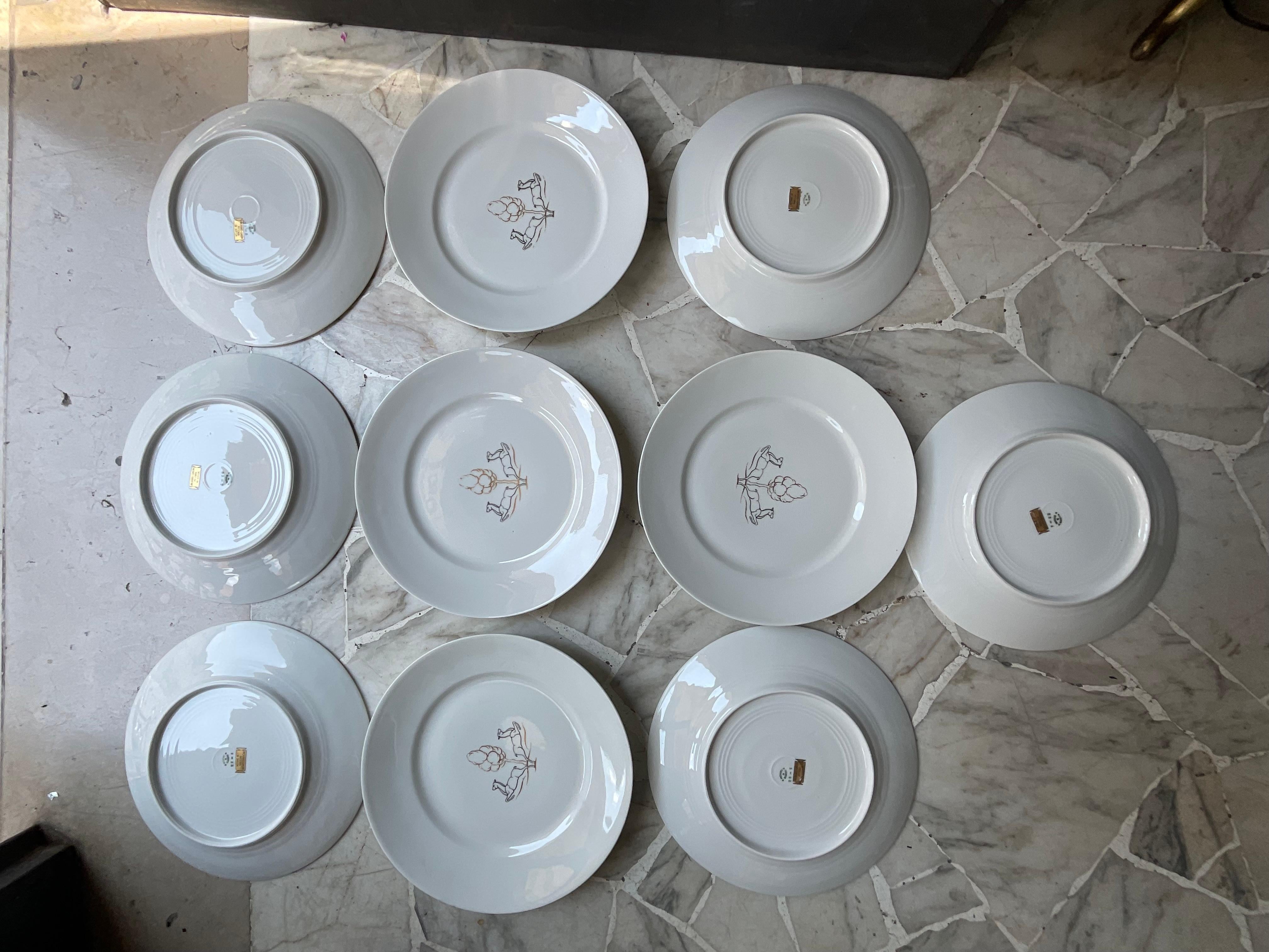 GIO PONTI – Richard Ginori – PITTORIA DI DOCCIA – 10 Piatti in Porzellan – 1929 im Angebot 2