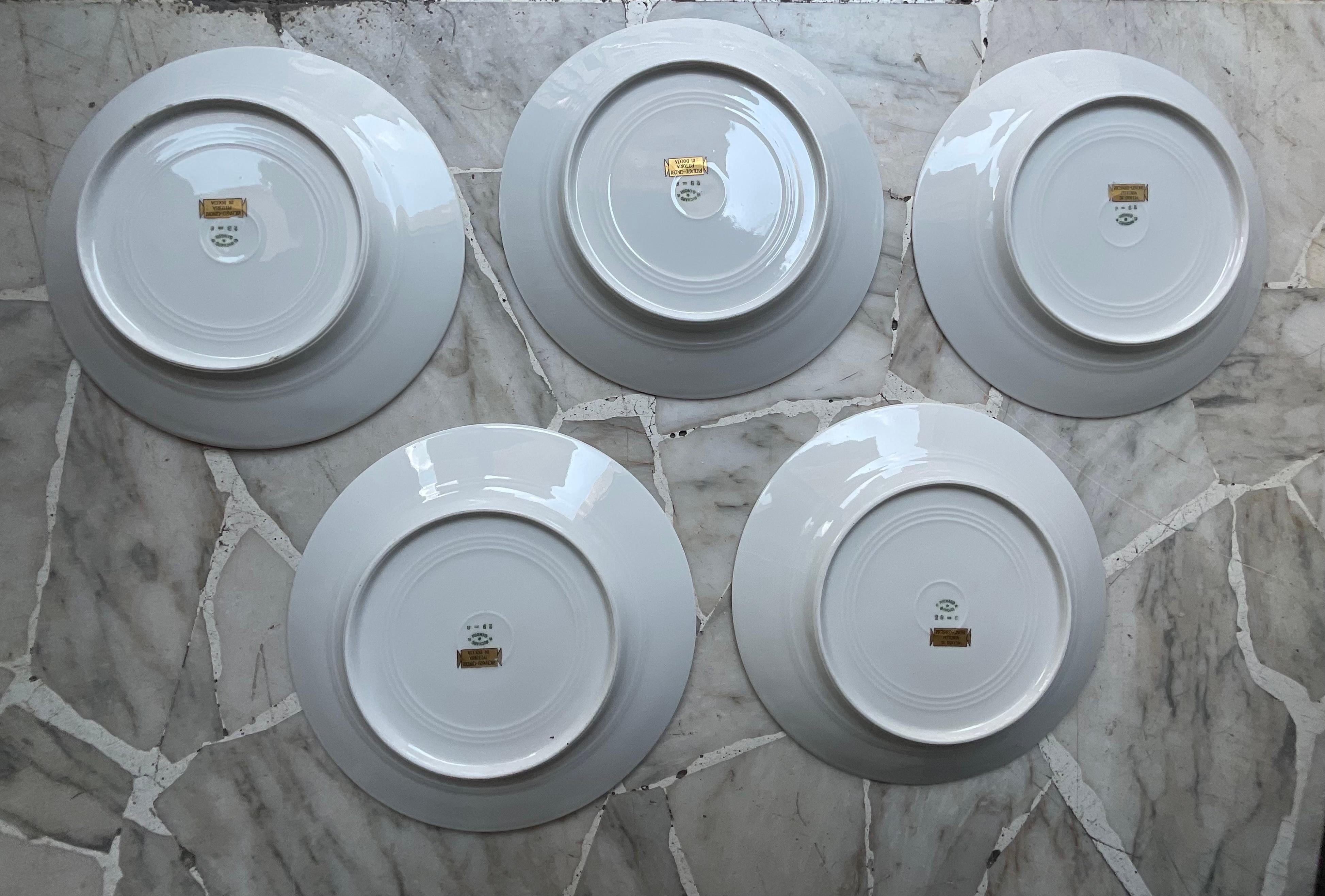 GIO PONTI - Richard Ginori - Pittoria di Doccia - 5 piatti in porcellana - 1929 Early 20th Century en venta