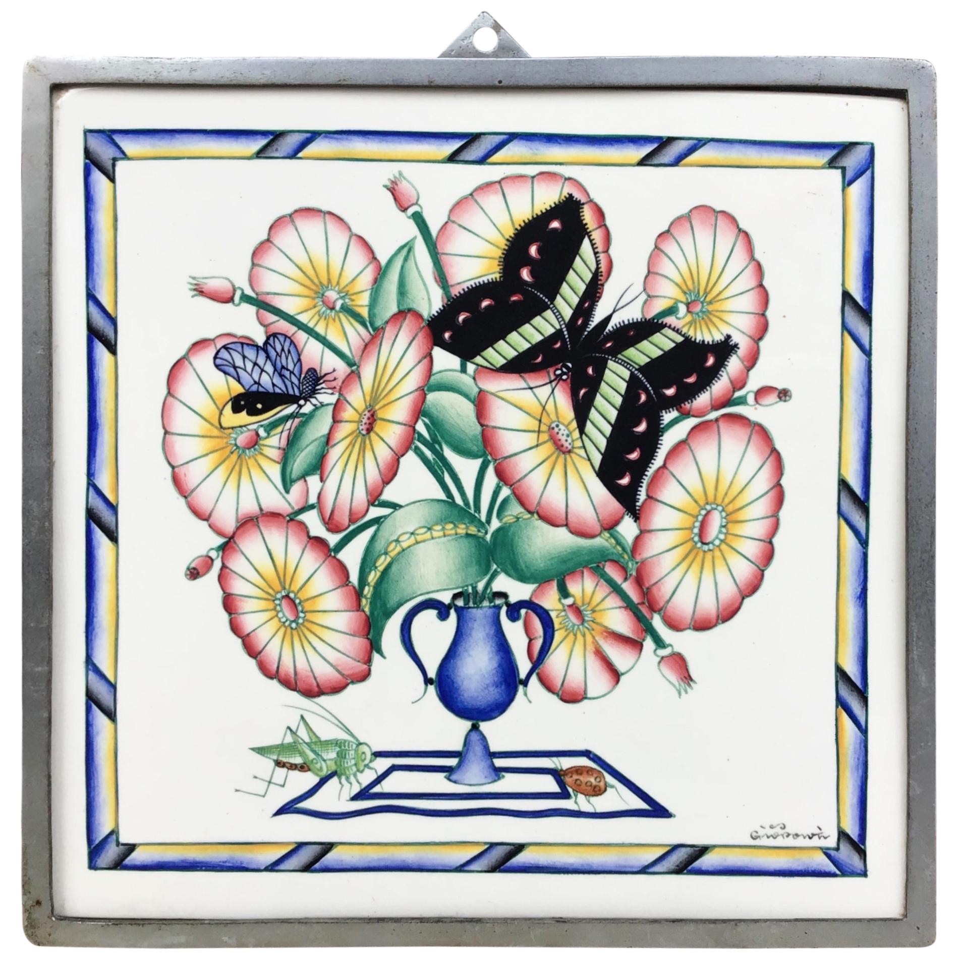 Gio Ponti Richard Ginori San Cristoforo Ceramic Tile 1930 Signed