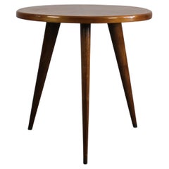 Gio Ponti Round Coffee Table with Three Legs in Walnut Wood Italy 1940s