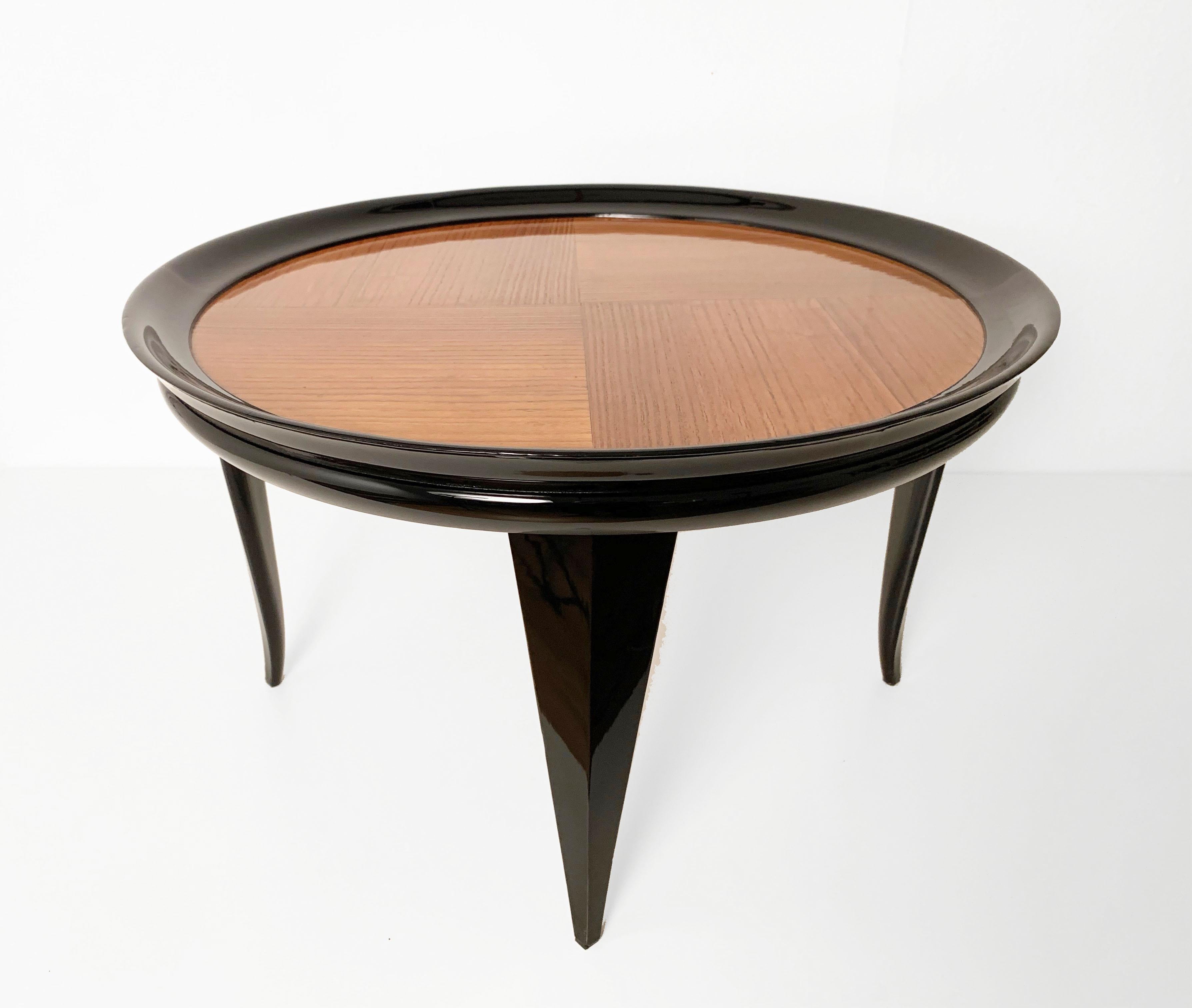 Gio Ponti Round Coffee Table Italian Art Deco, Ebonized Wood, Italy, 1940s 6