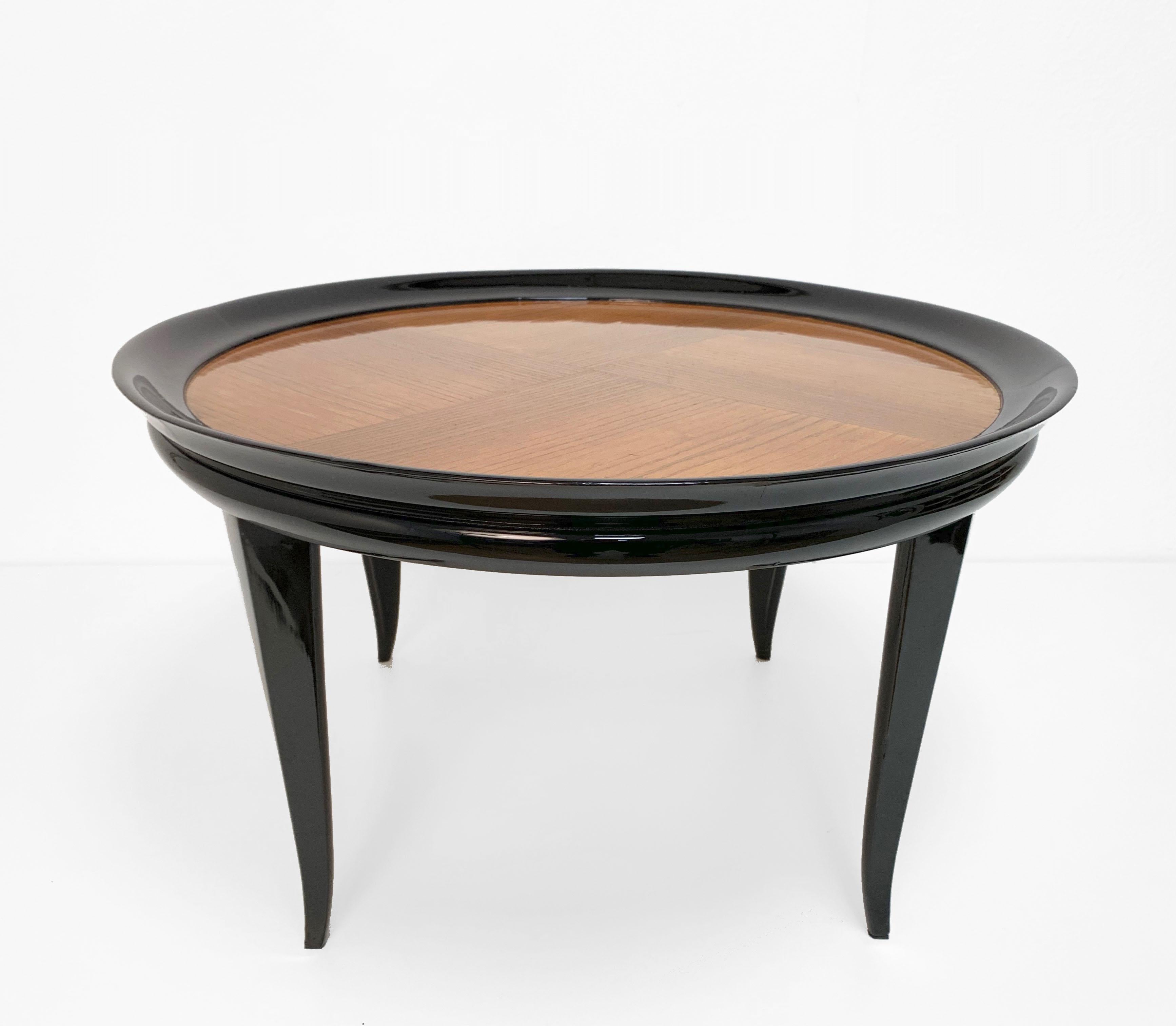 Gio Ponti Round Coffee Table Italian Art Deco, Ebonized Wood, Italy, 1940s 9