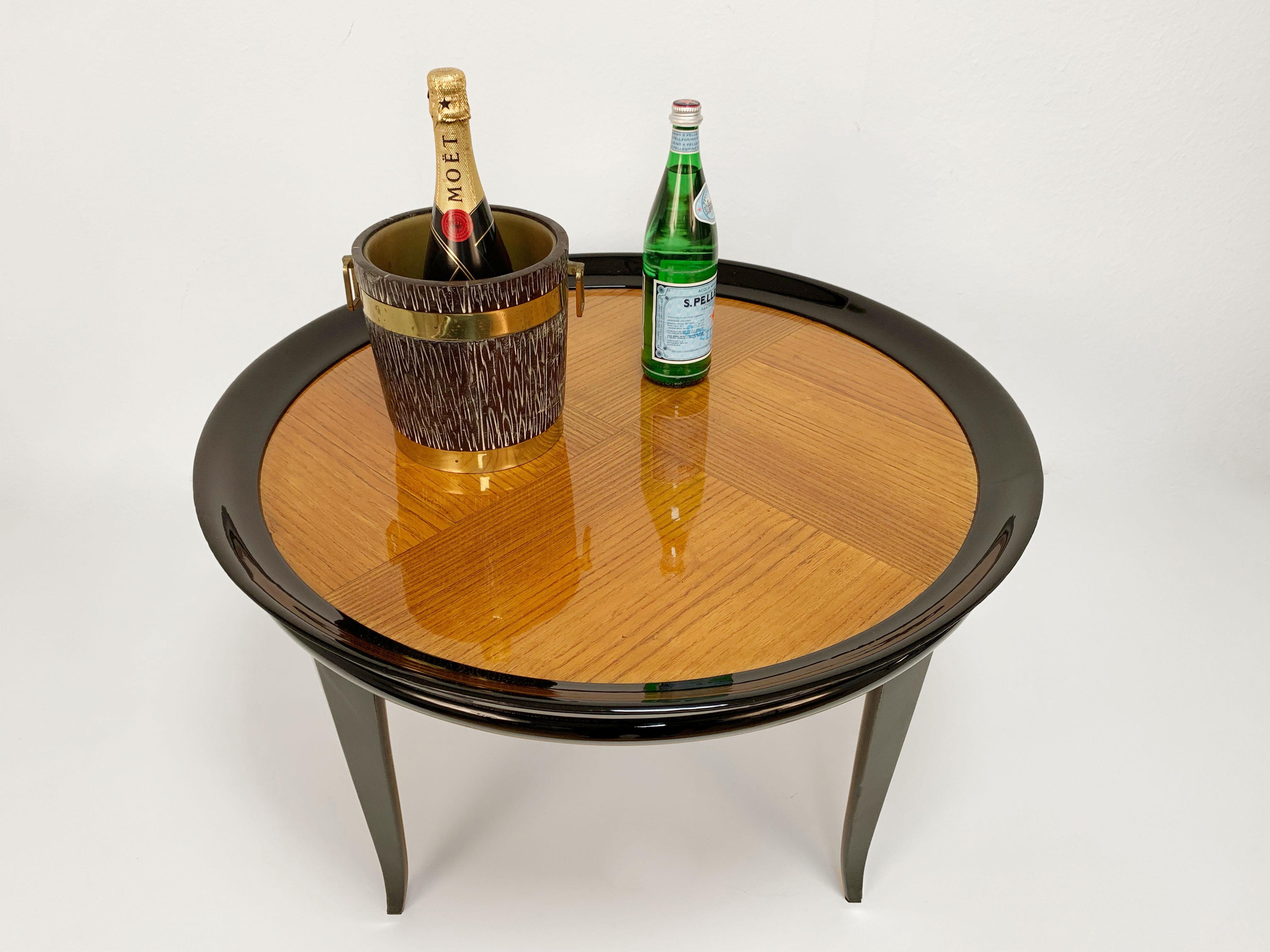 Gio Ponti Round Coffee Table Italian Art Deco, Ebonized Wood, Italy, 1940s 11
