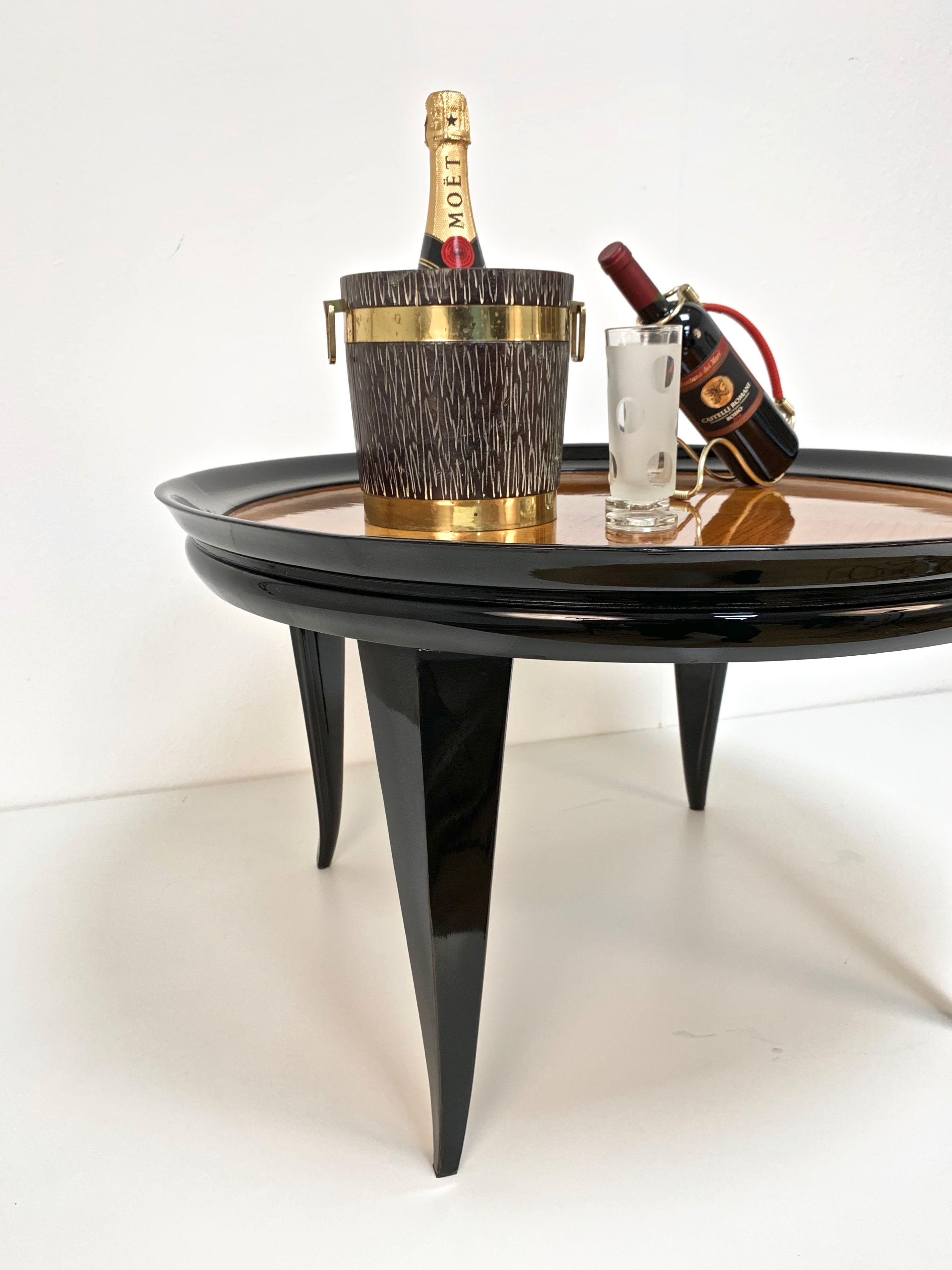Gio Ponti Round Coffee Table Italian Art Deco, Ebonized Wood, Italy, 1940s 14