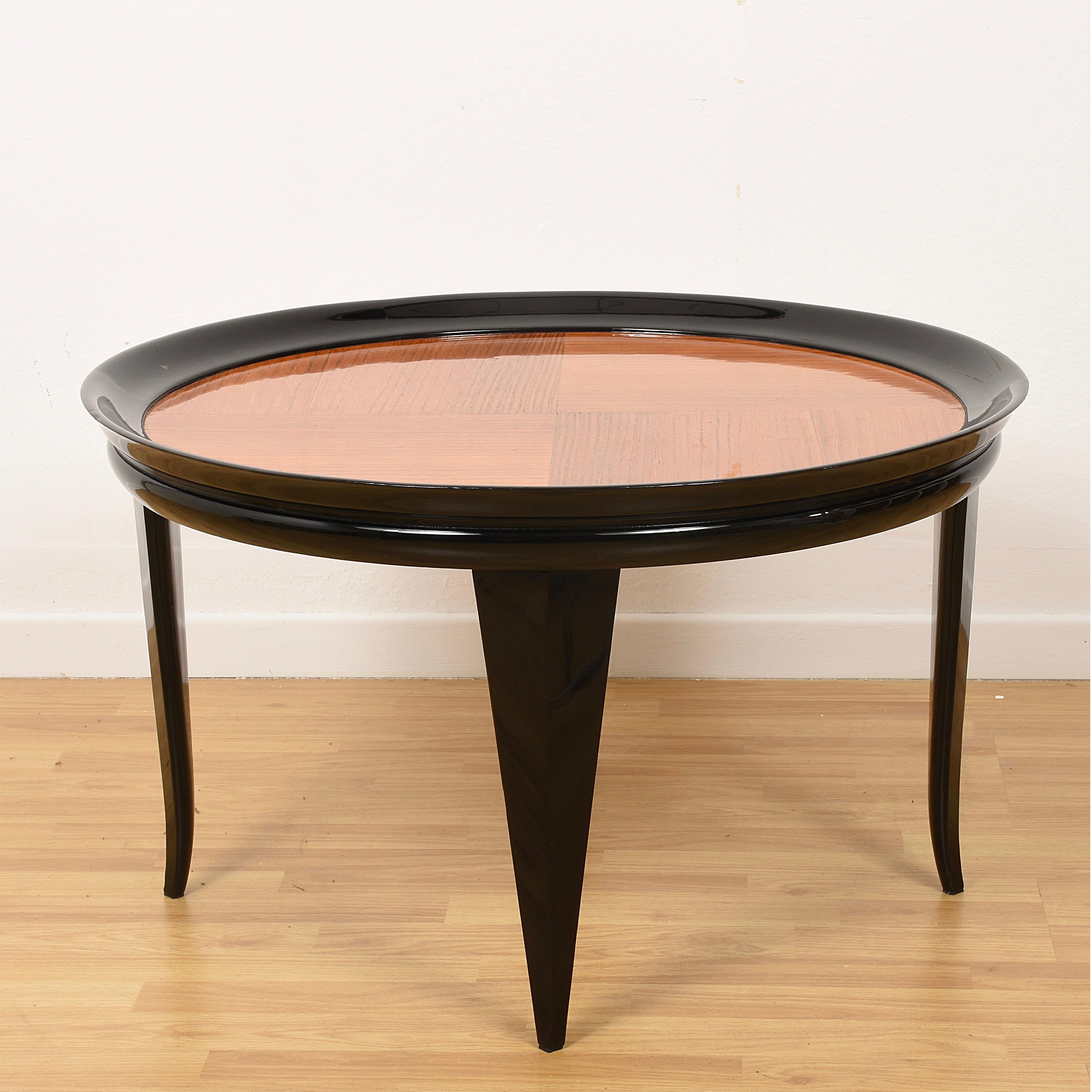 Gio Ponti Round Coffee Table Italian Art Deco, Ebonized Wood, Italy, 1940s 1