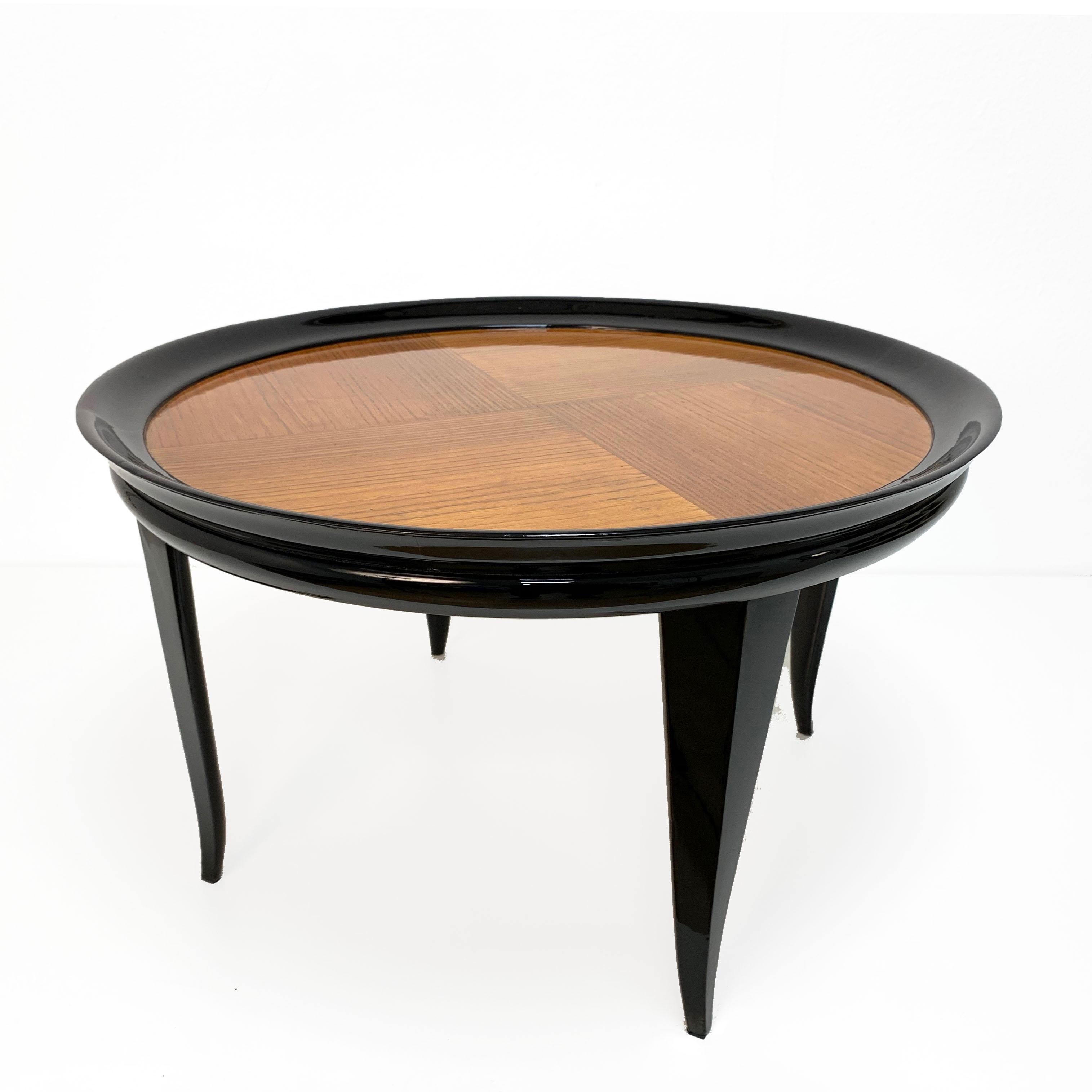 Gio Ponti Round Coffee Table Italian Art Deco, Ebonized Wood, Italy, 1940s 4