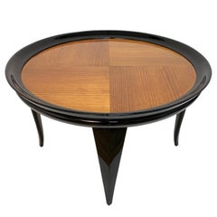 Gio Ponti Round Coffee Table Italian Art Deco, Ebonized Wood, Italy, 1940s