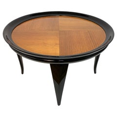 Gio Ponti Round Coffee Table Italian Art Deco, Ebonized Wood, Italy, 1940s