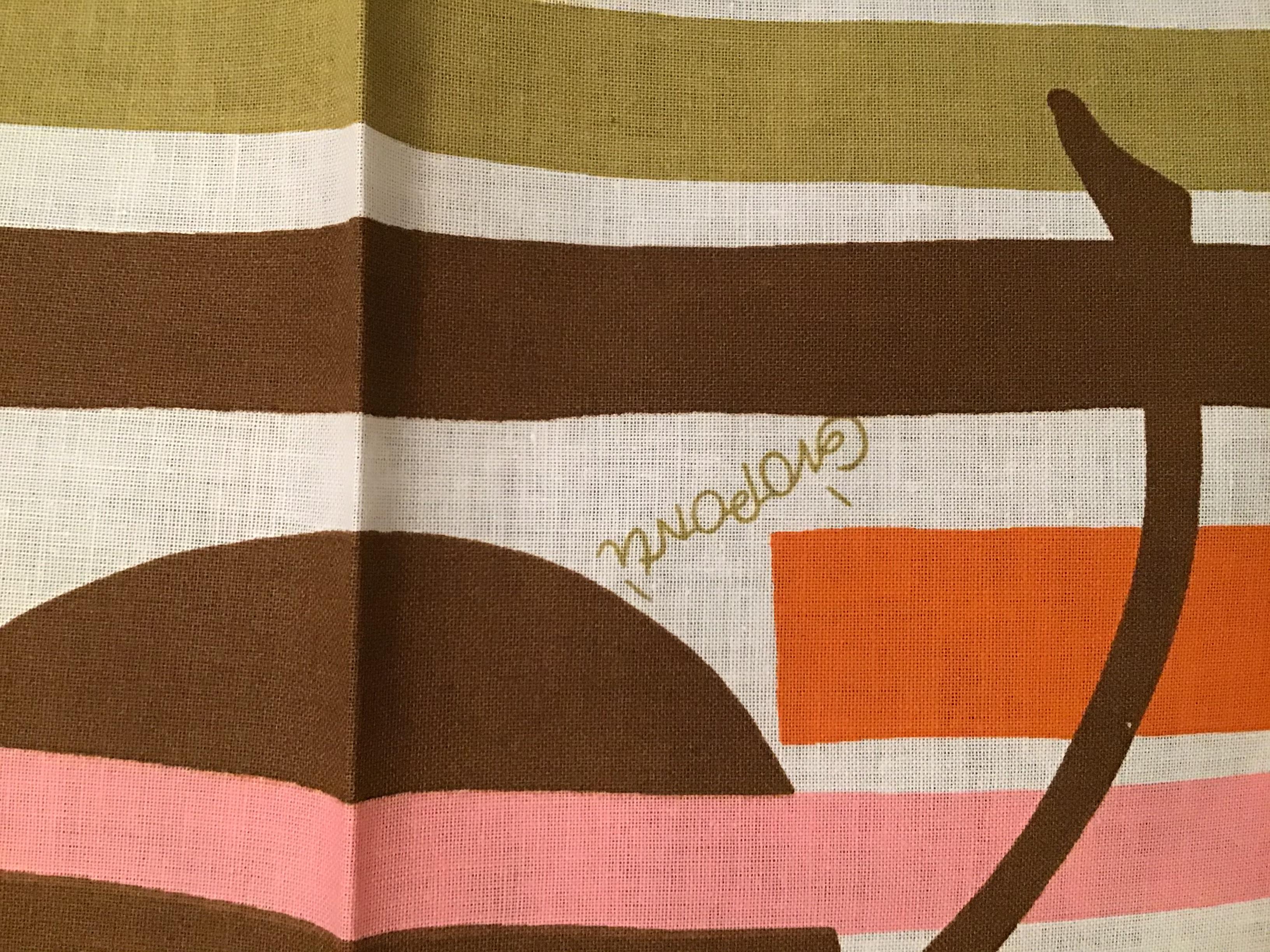 Gio’ Ponti Round Cotton Tablecloth, 1970, Italy In Excellent Condition For Sale In Milano, IT