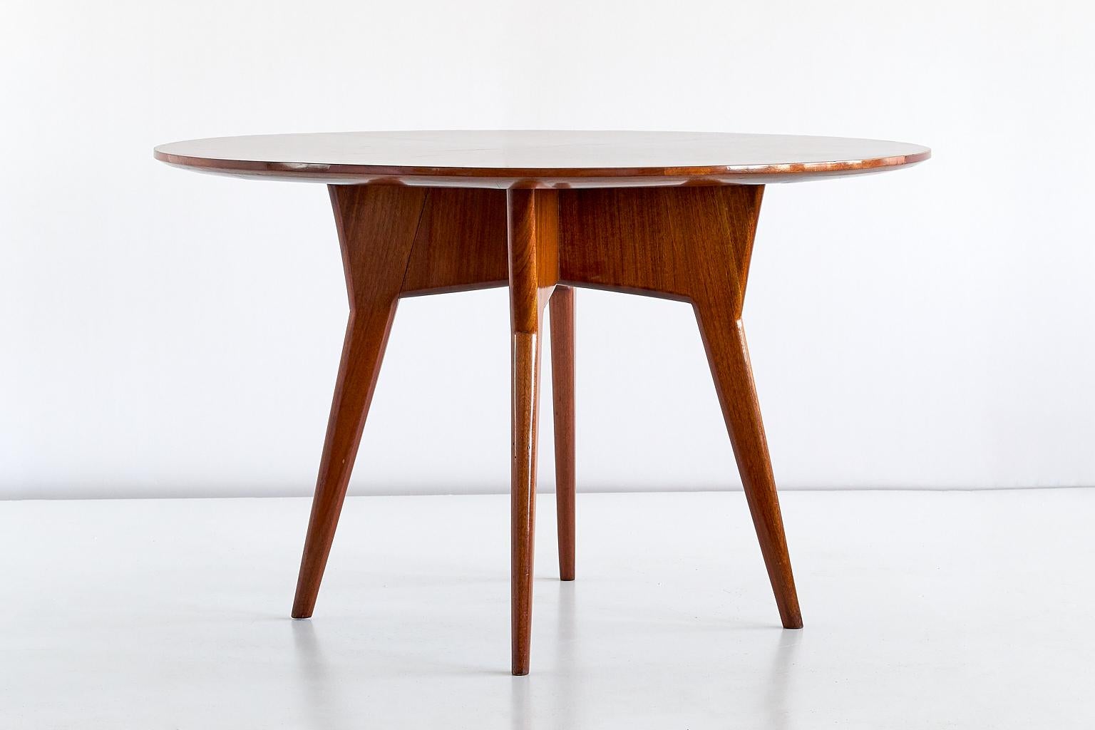 Mid-20th Century Gio Ponti Round Dining Table in Mahogany and Thuja Burr, Italy, Early 1950s For Sale